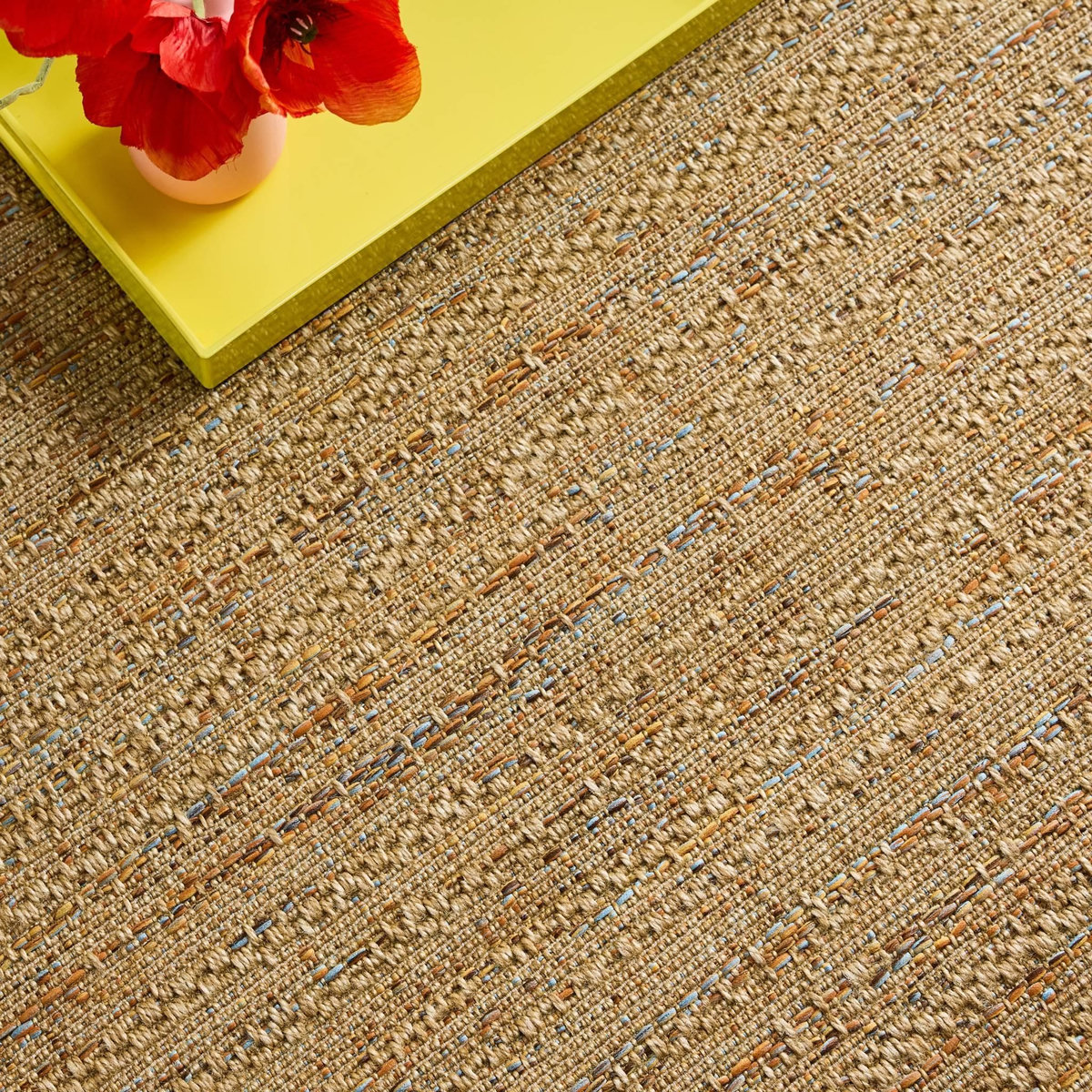 SWEEEK Tapis intérieur/extérieur effet jute claire avec touches de couleur