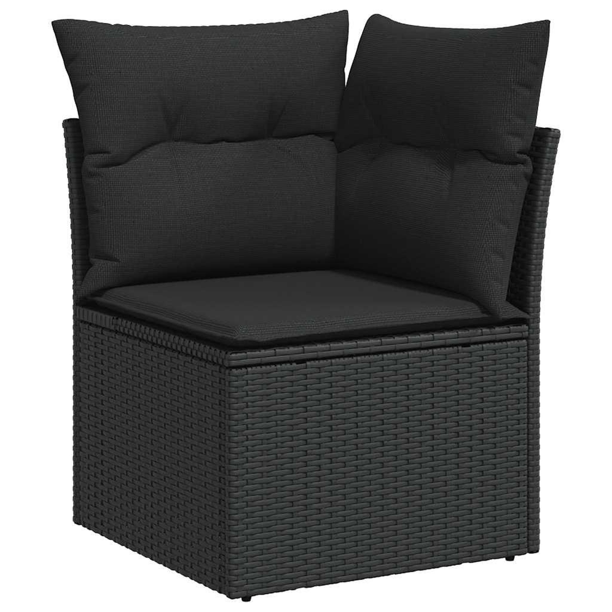 Voir la diapositive 4 : VIDAXL Salon de jardin 7 pcs avec coussins noir resine tressee