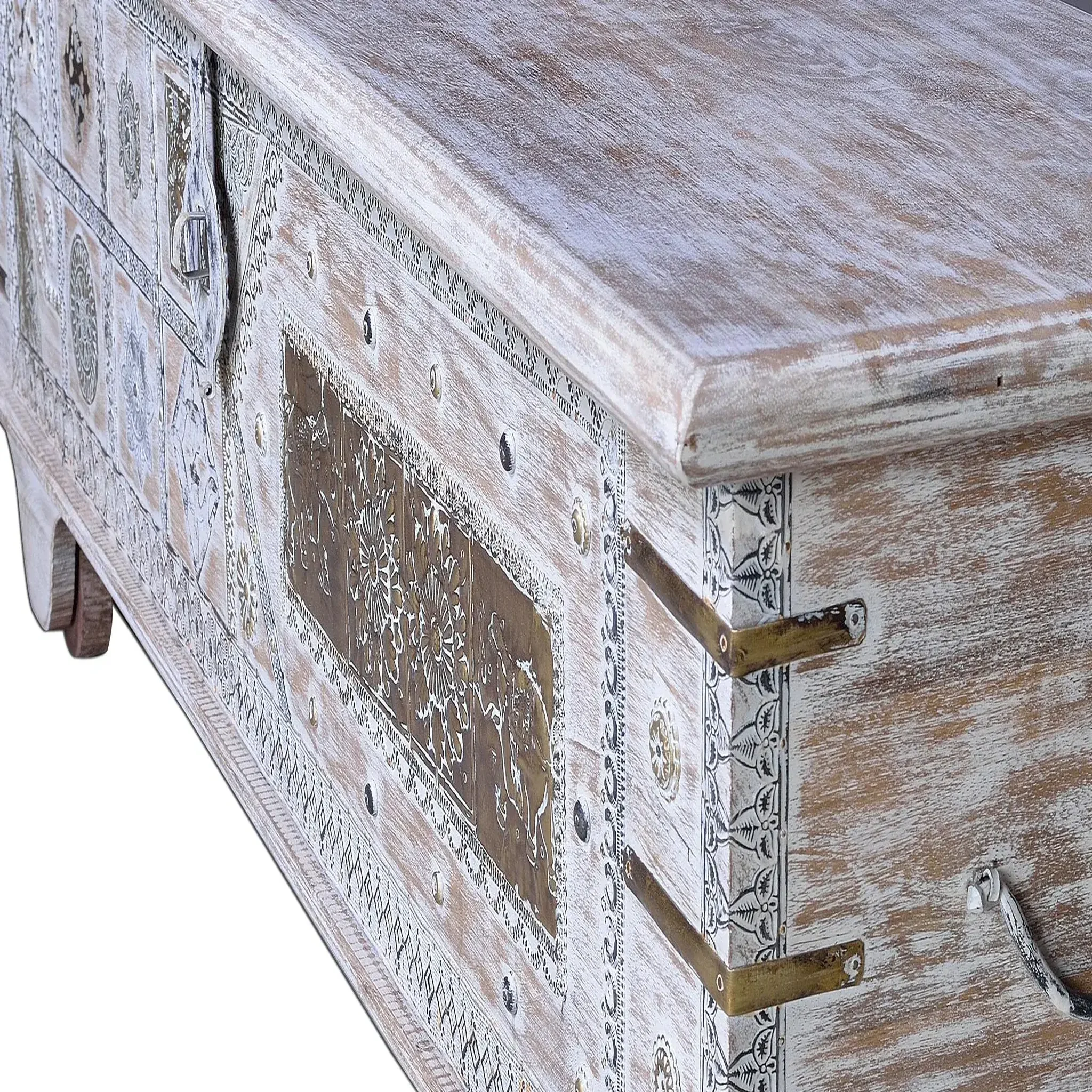Voir la diapositive 2 : GINER Y COLOMER SL Coffre en bois de manguier 145 cm style ethnique vintage