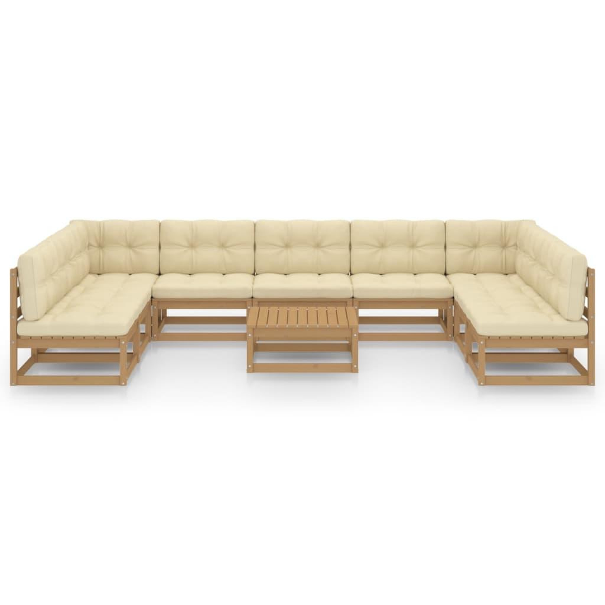 Voir la diapositive 3 : VIDAXL Salon de jardin 10 pcs avec coussins Marron miel Bois de pin