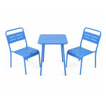 CONCEPT USINE Ensemble table de jardin carrée 50cm et 2 chaises bleu BERGAME