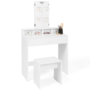 Voir la diapositive 6 : ID MARKET Coiffeuse ZELIA 3 miroirs avec 4 niches, 1 tiroir et tabouret