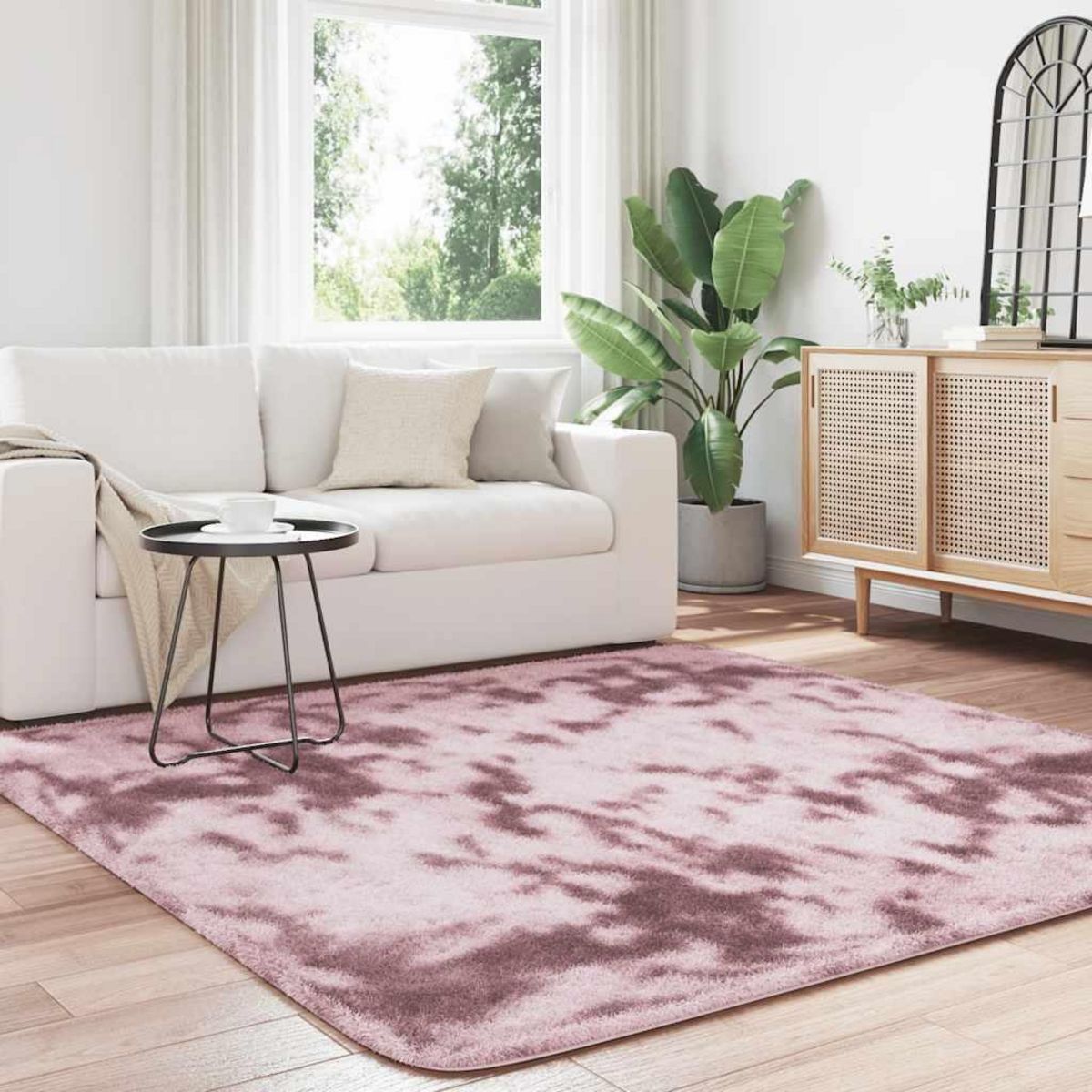 VIDAXL Tapis Shaggy a poils longs NAVARRA rose poudre 200x200 cm