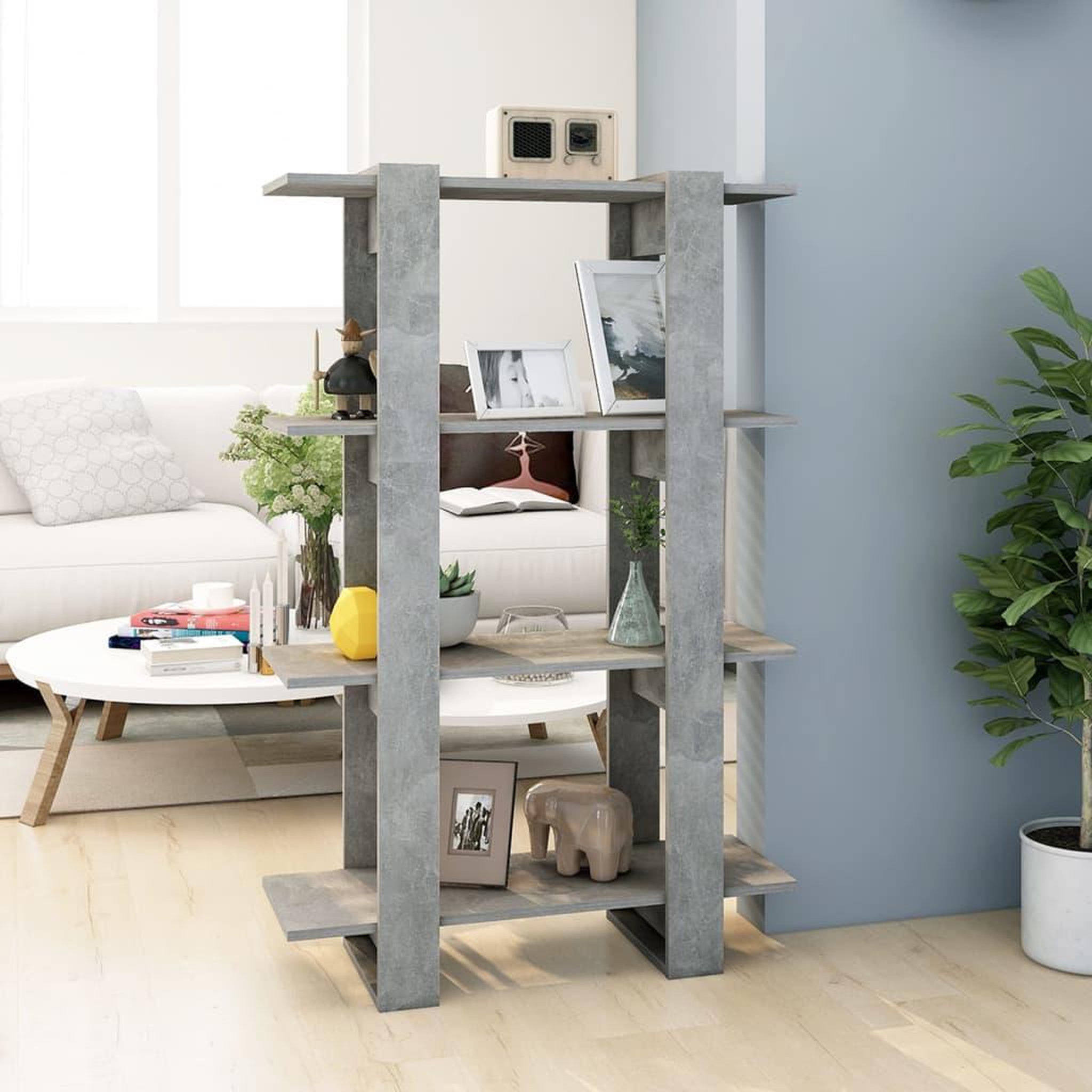 Voir la diapositive 1 : VIDAXL Bibliotheque/Separateur de piece Gris beton 80x30x123,5 cm