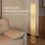 Voir la diapositive 5 : HOMCOM Lampadaire colonne sur pied bois contemporain H.120 cm abat-jour lin gris