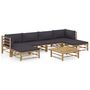 Voir la diapositive 1 : VIDAXL Salon de jardin 7 pcs avec coussins gris fonce bambou