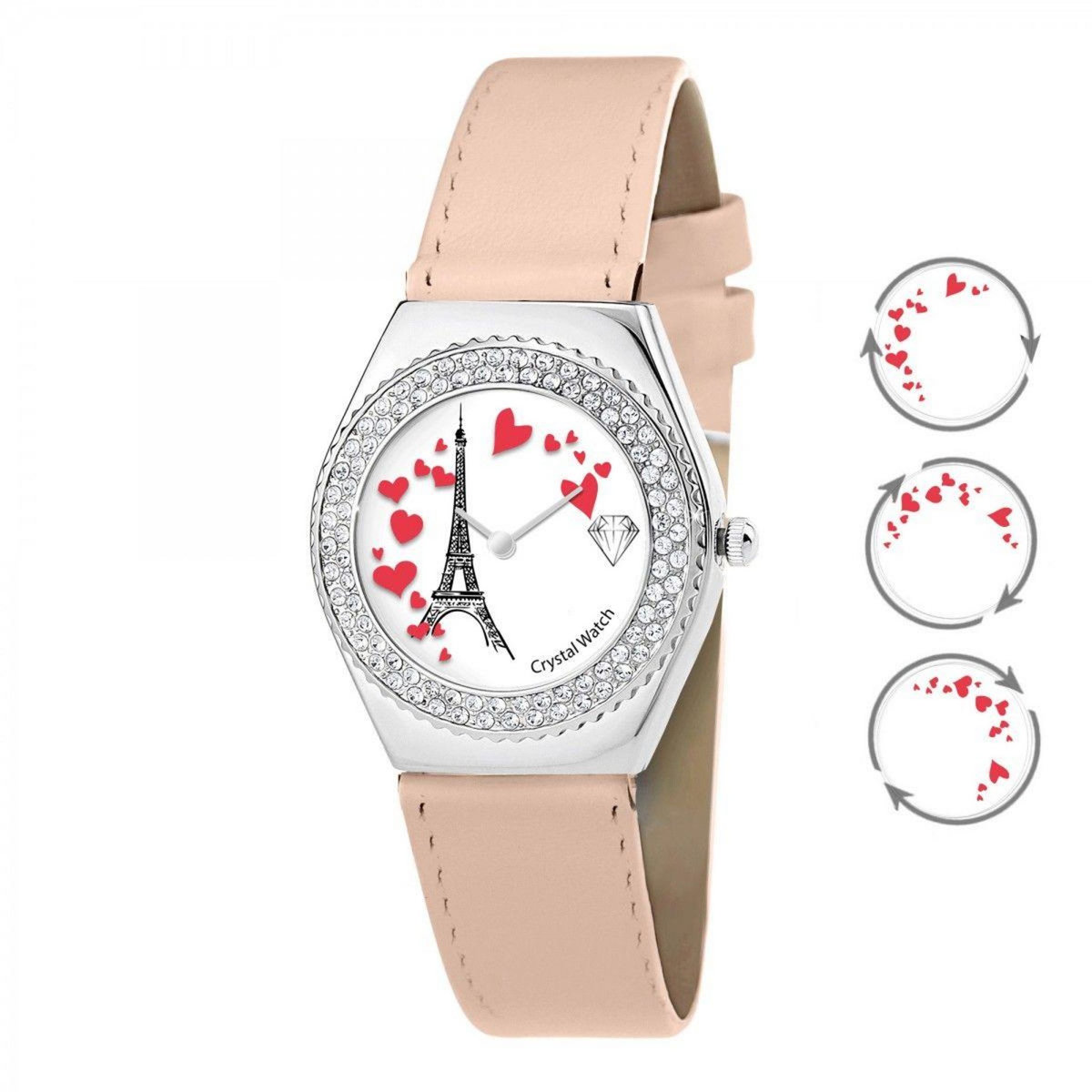 SC CRYSTAL Montre Alysson Tour Eiffel à mouvement tournant SC Crystal ornée de Cristaux scintillants