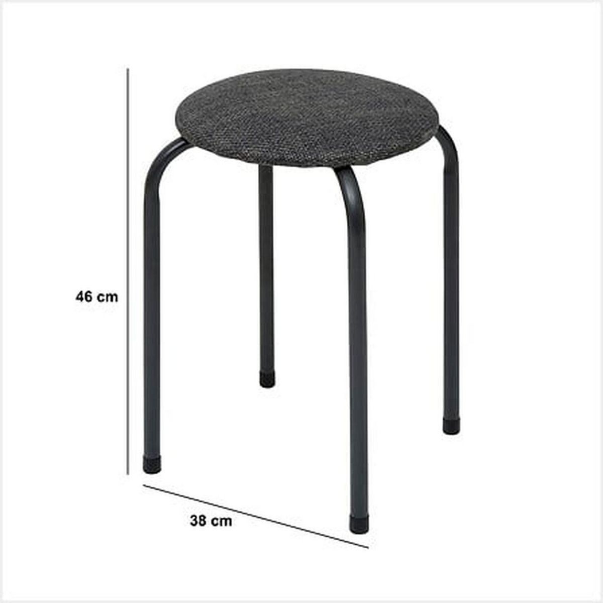 FIVE Lot de 2 tabourets d'appoint en métal et tissu chiné FLEXY