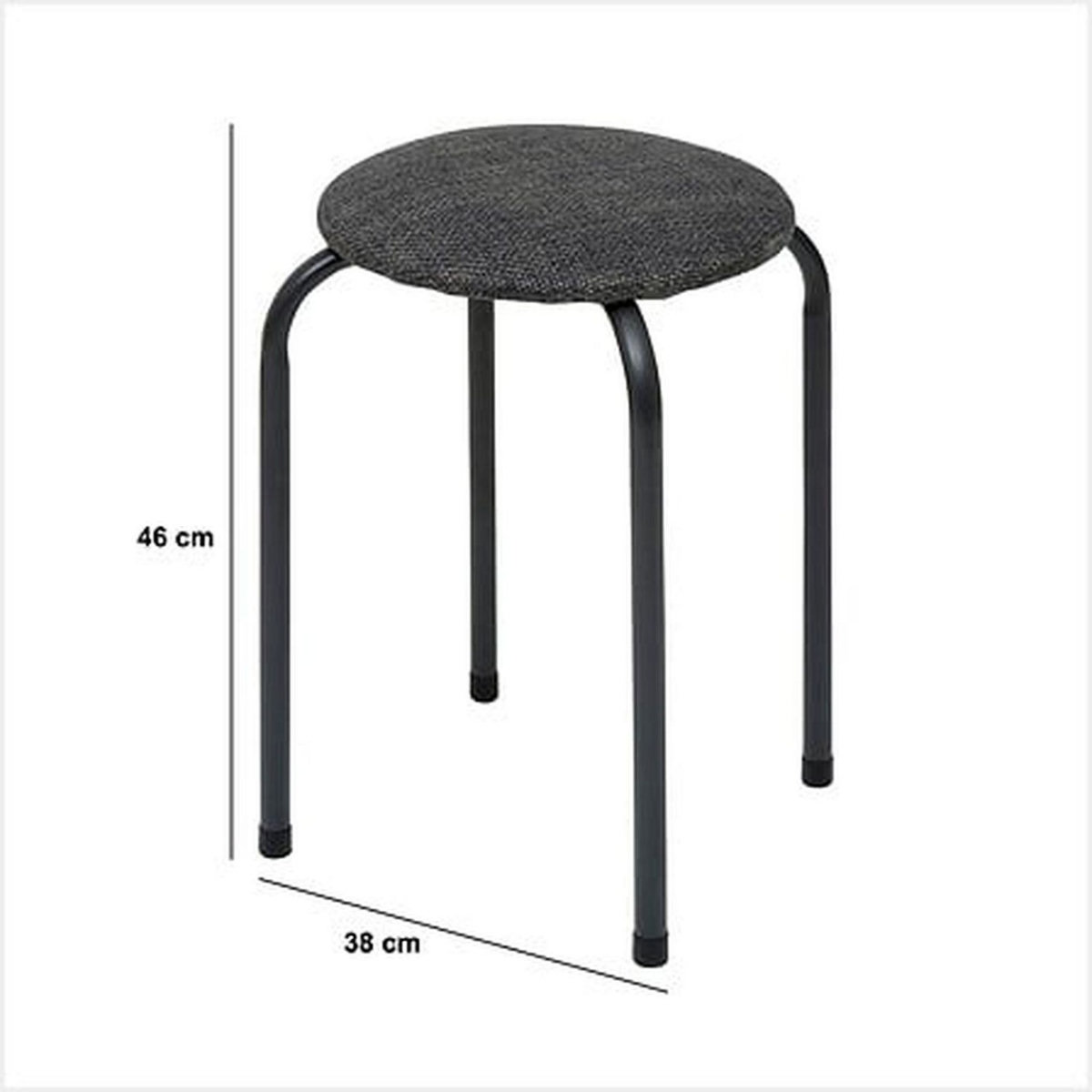 FIVE Lot de 2 tabourets d'appoint en métal et tissu chiné FLEXY