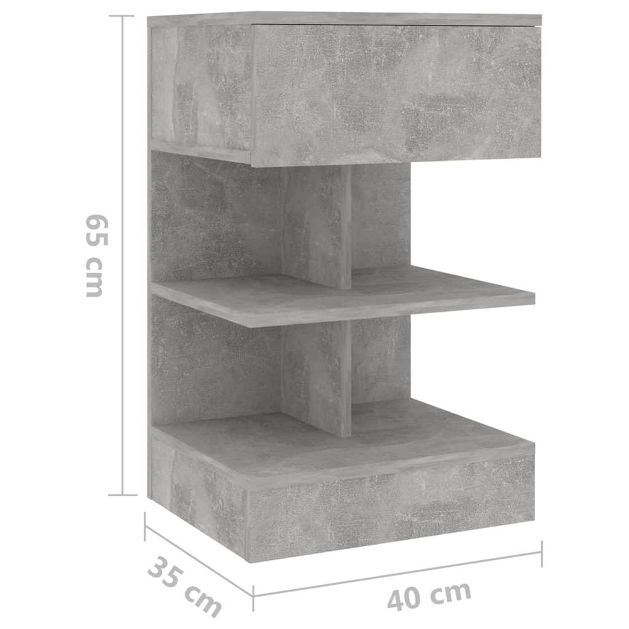 Voir la diapositive 6 : VIDAXL Table de chevet Gris beton 40x35x65 cm Bois d'ingenierie