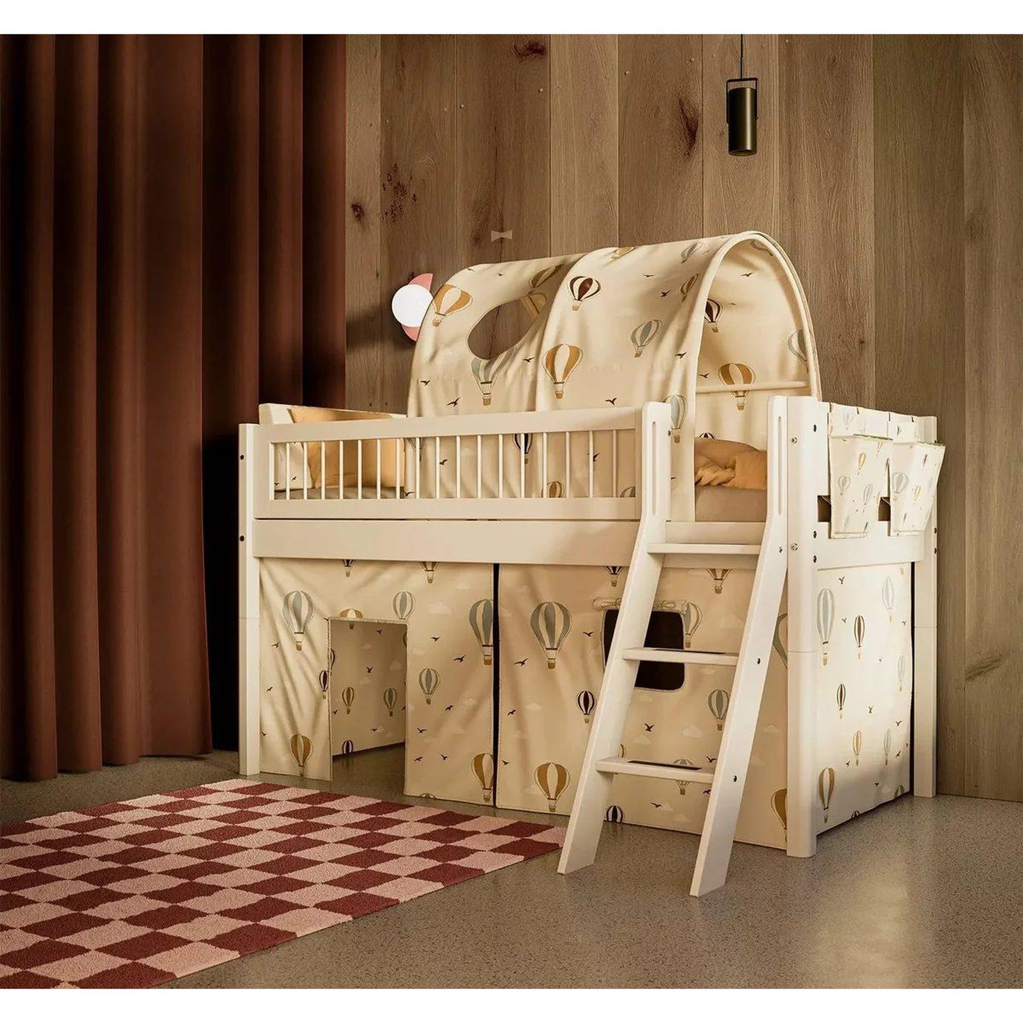 Voir la diapositive 3 : FLEXA Dawn tente-grotte textile pour lit 90 cm motif montgolfieres