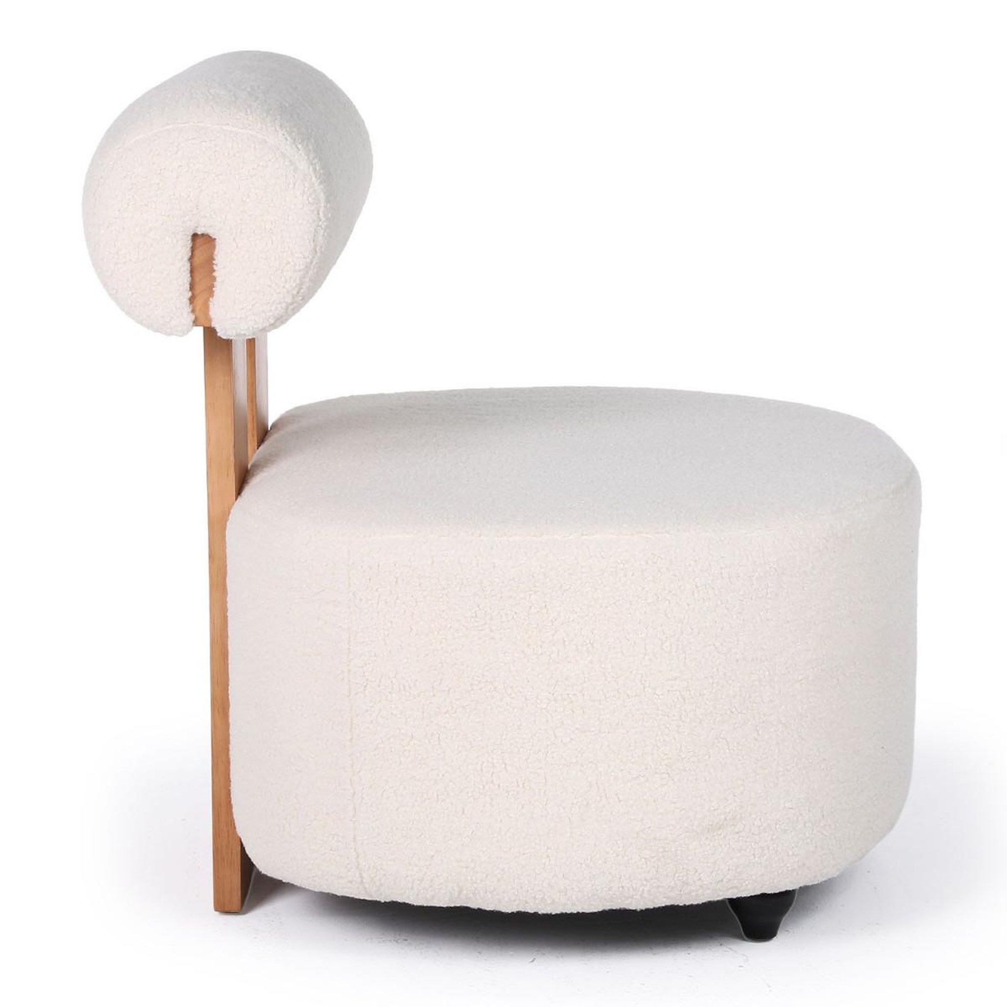 Voir la diapositive 3 : Paris Prix Fauteuil design en tissu bouclette  jasper  73cm beige & naturel