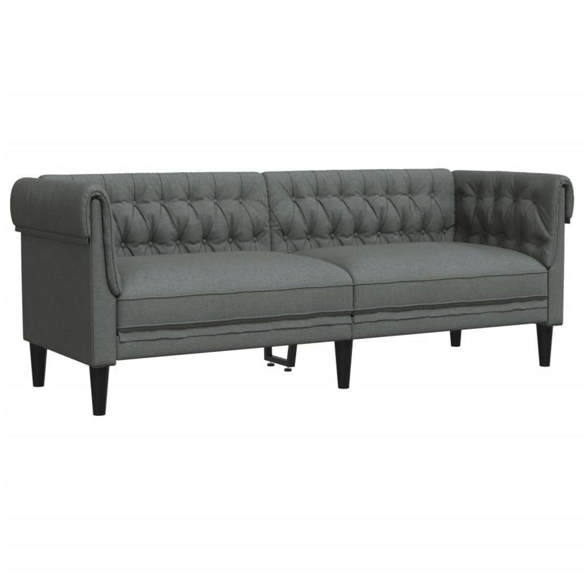 VIDAXL Canape Chesterfield 3 places gris fonce tissu
