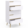 Voir la diapositive 4 : ID MARKET Chiffonnier 5 tiroirs HELSINKI 60 cm scandinave blanc commode semainier