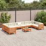 Voir la diapositive 3 : VIDAXL Salon de jardin avec coussins 11pcs cire marron bois pin massif