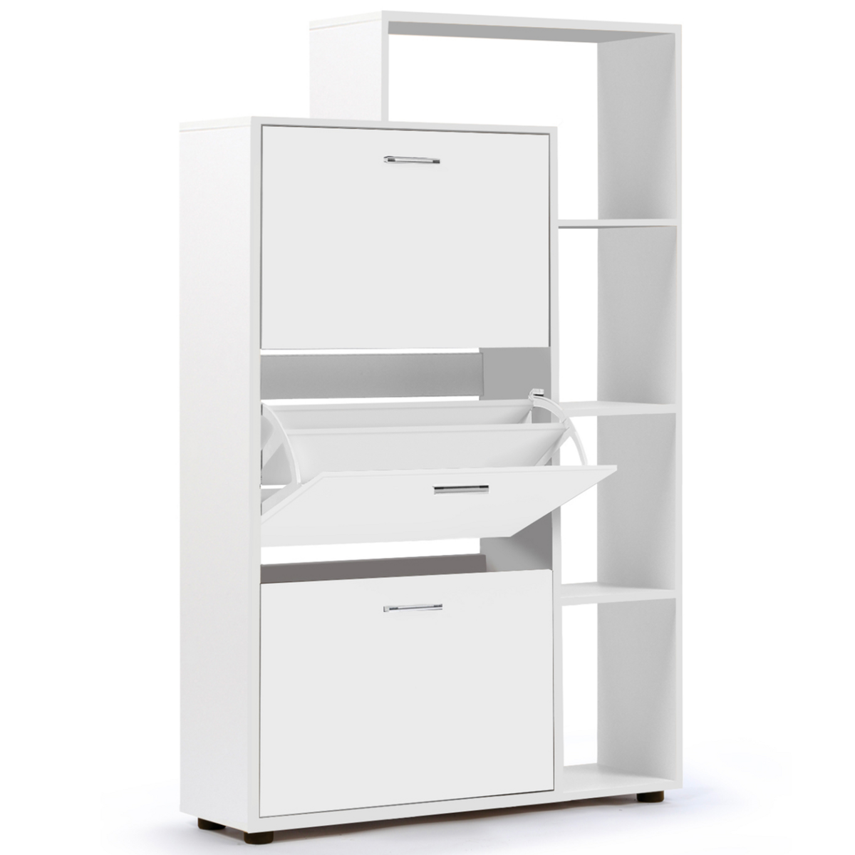 ID MARKET Meuble à chaussures 18 paires KLARK 3 portes avec étagère blanc