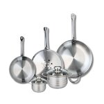 ELO Ensemble de 3 Poêles de cuisson 24, 28 et 32 cm et 2 faitouts 12 et 16 cm Elo Profi Brillant