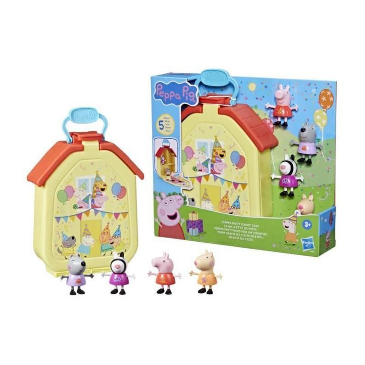 HASBRO Peppa Pig, coffret La mallette de Peppa avec maison pliable, 4 figurines, jouets préscolaires, a partir de 3 ans