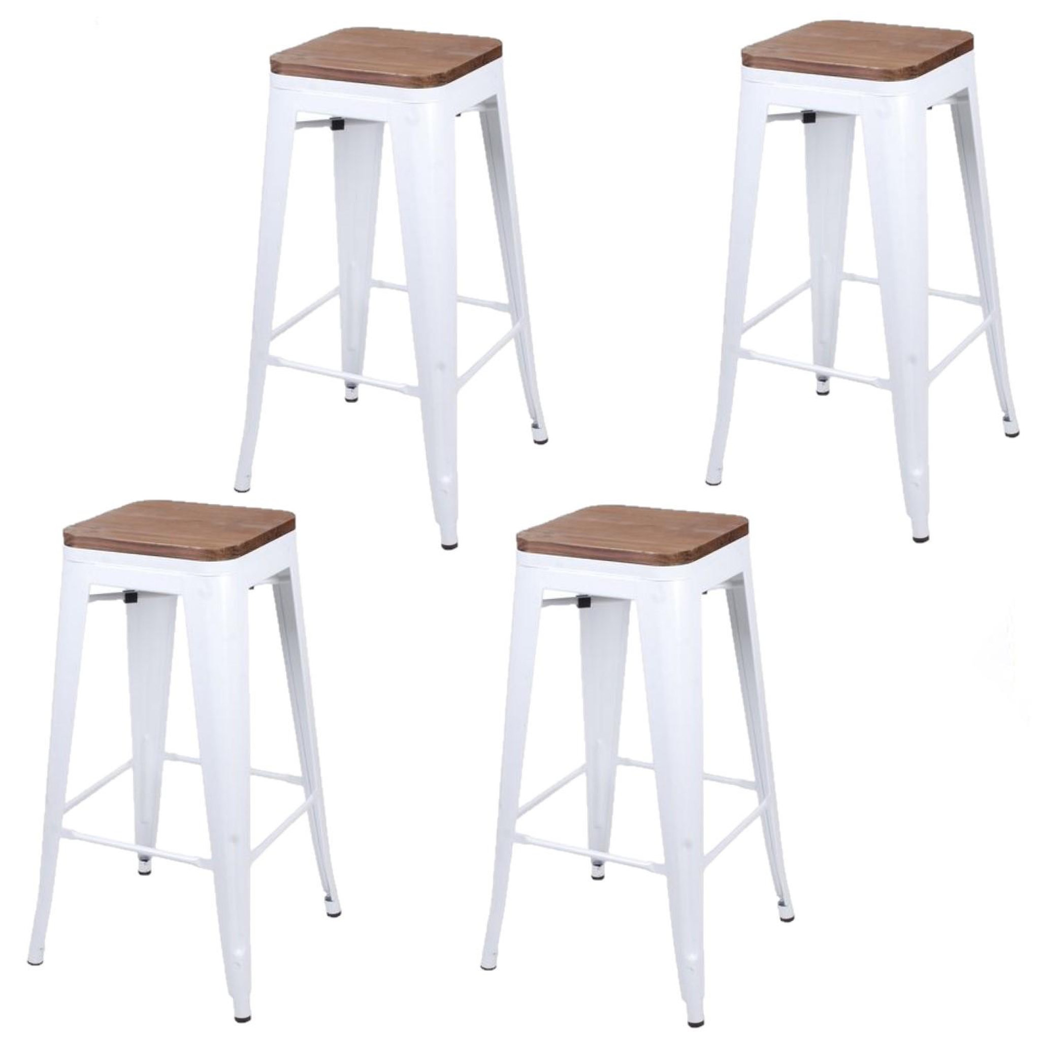 Voir la diapositive 1 : TOILINUX Lot de 4 tabourets de bar vintage liv