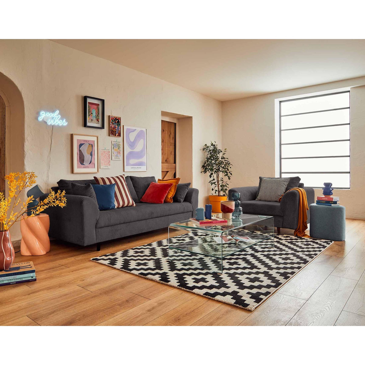 LISA DESIGN Rune - fauteuil - en velours côtelé