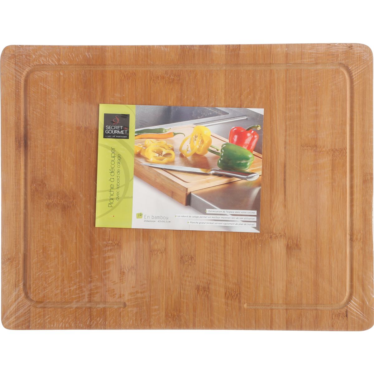 SECRET DE GOURMET Planche bambou avec rebords 45 cm 