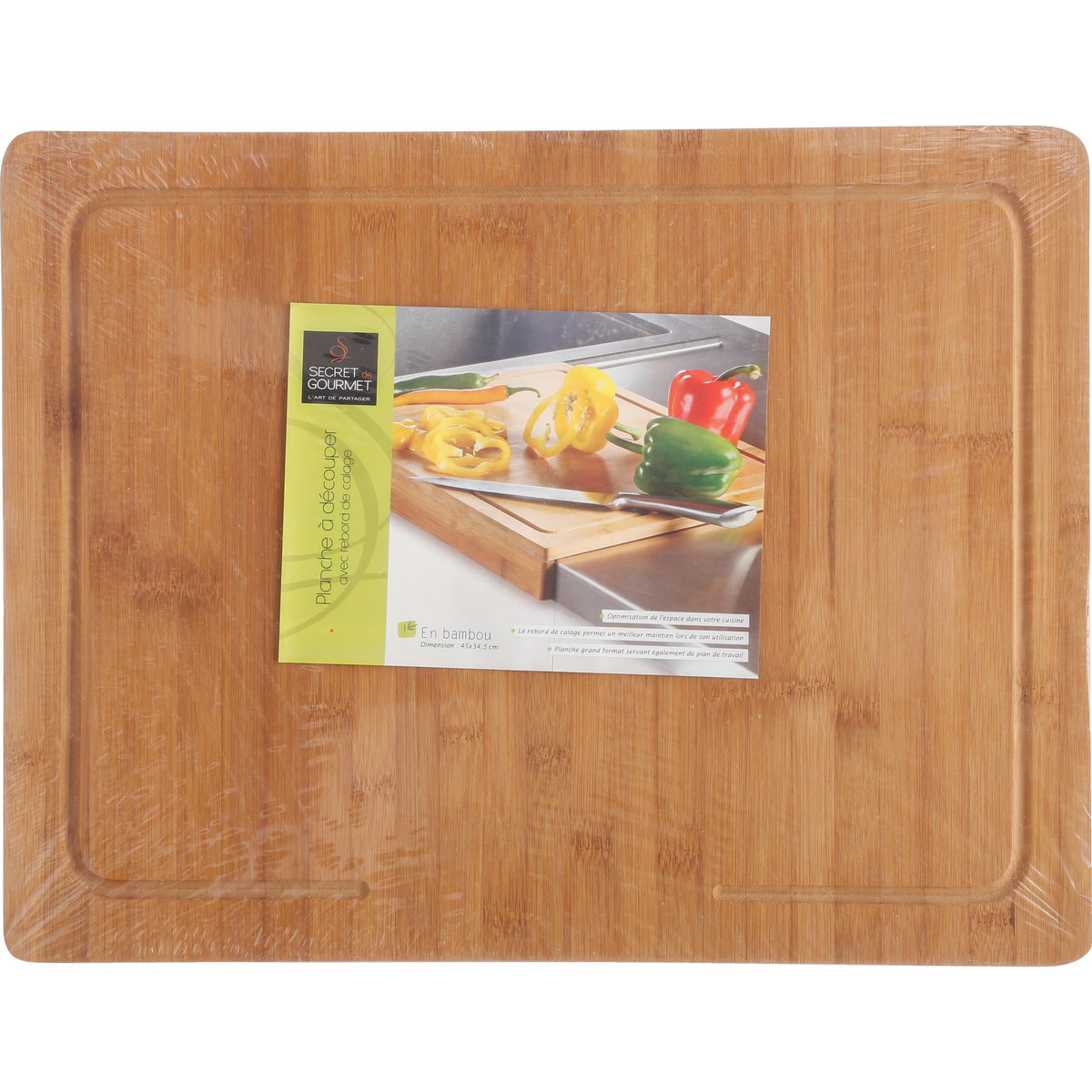 SECRET DE GOURMET Planche bambou avec rebords 45 cm 