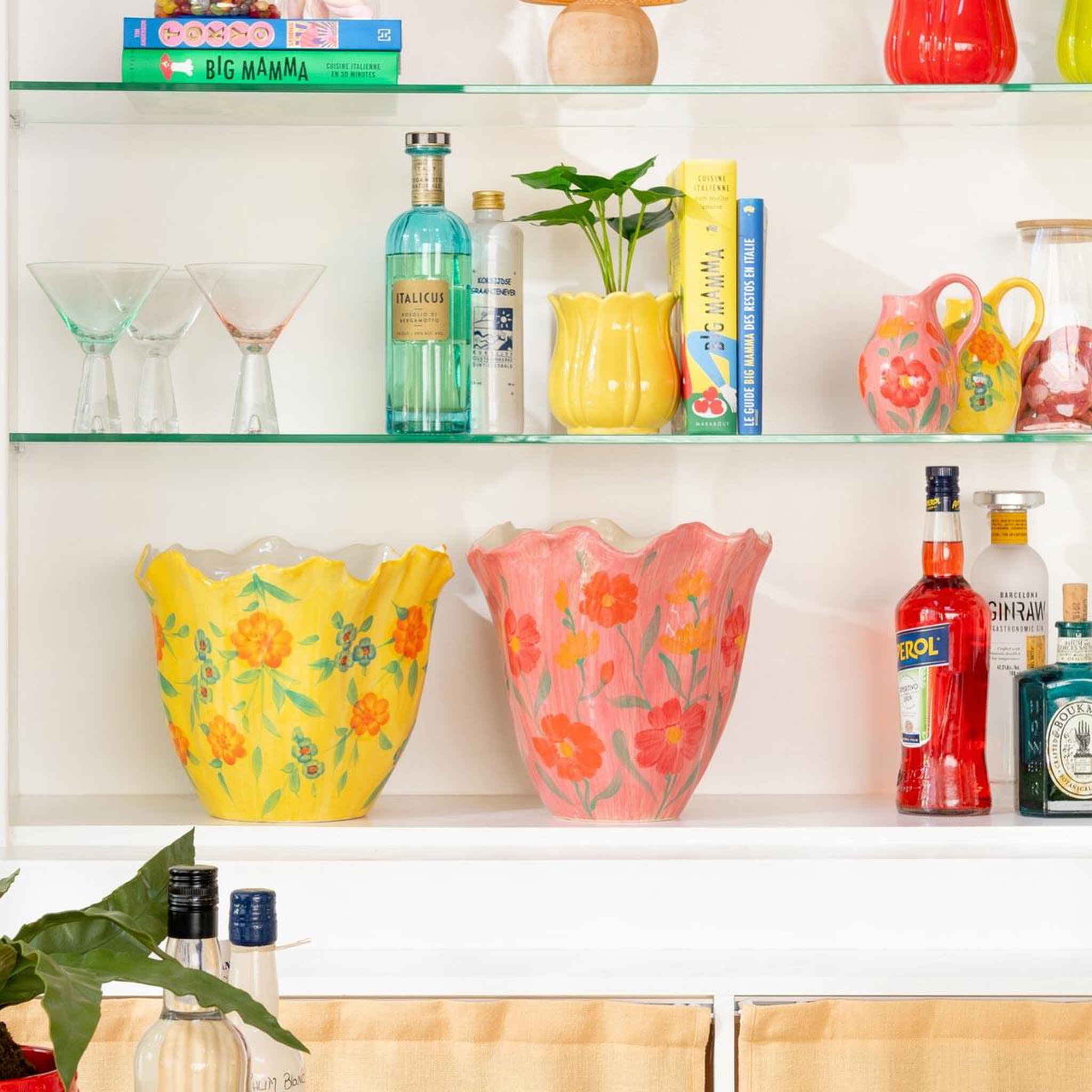Voir la diapositive 3 : J-LINE Vase déco fleurs en argile  alegria  32cm rose