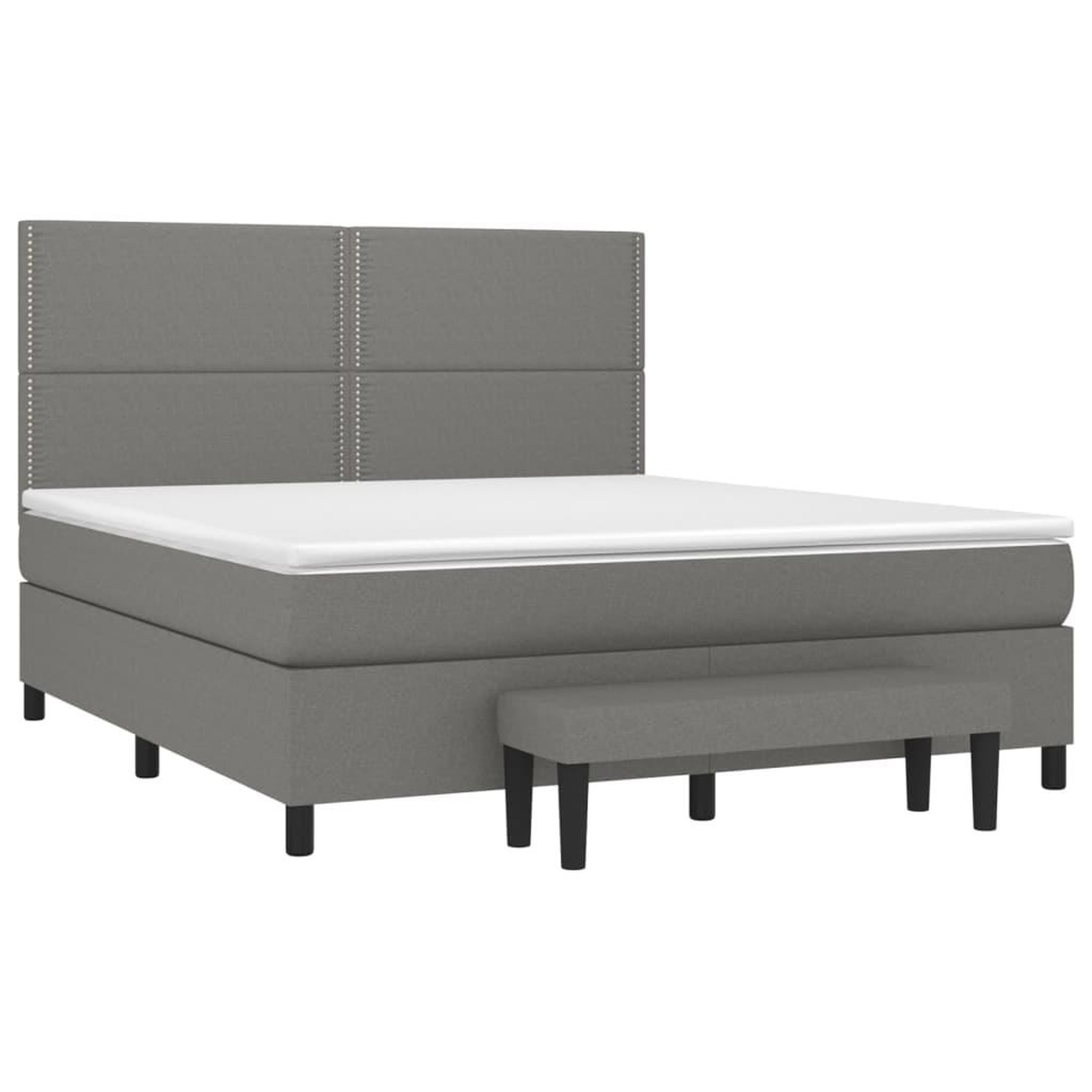 Voir la diapositive 3 : VIDAXL Sommier a lattes de lit avec matelas Gris fonce 180x200cm Tissu