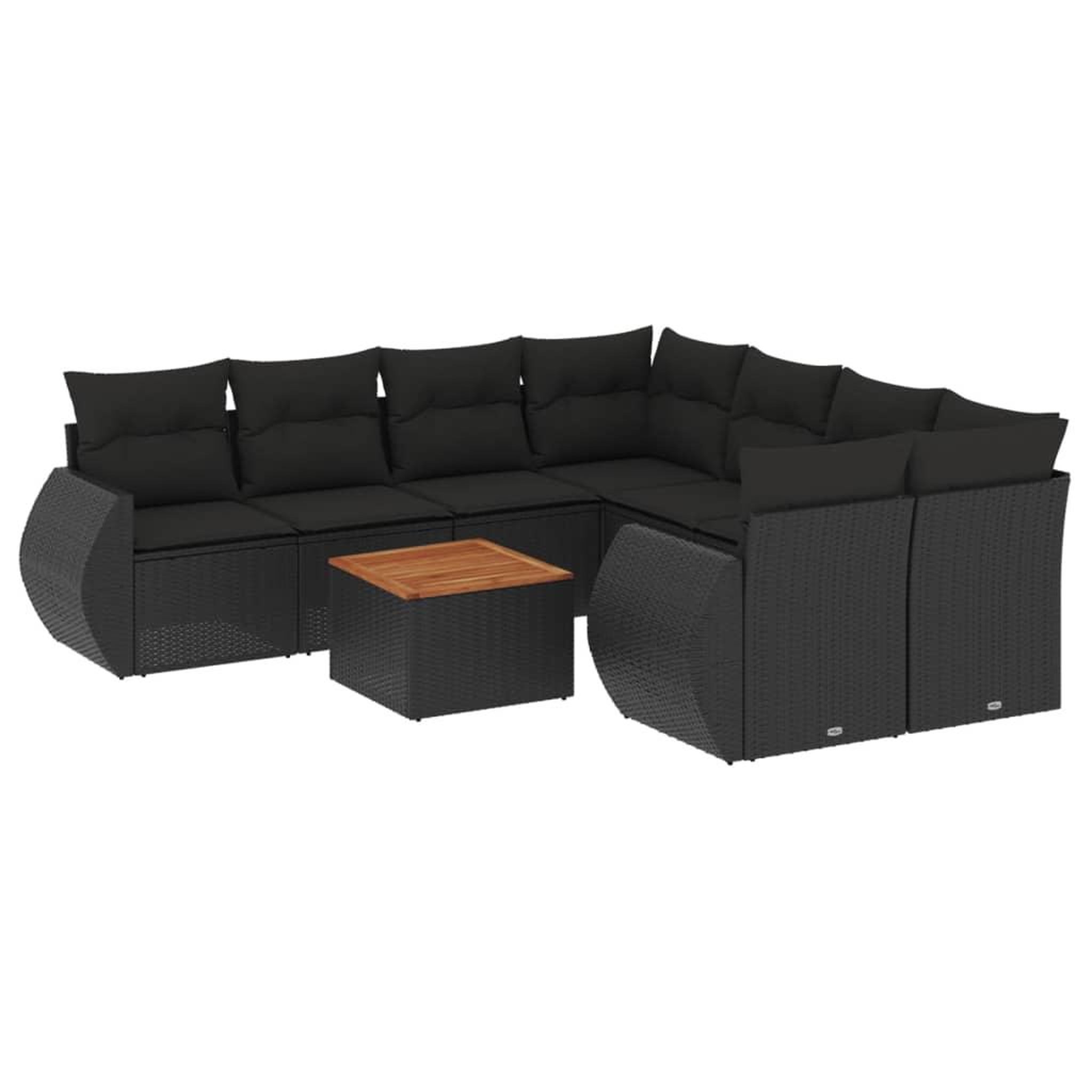 Voir la diapositive 2 : VIDAXL Salon de jardin 9 pcs avec coussins noir resine tressee
