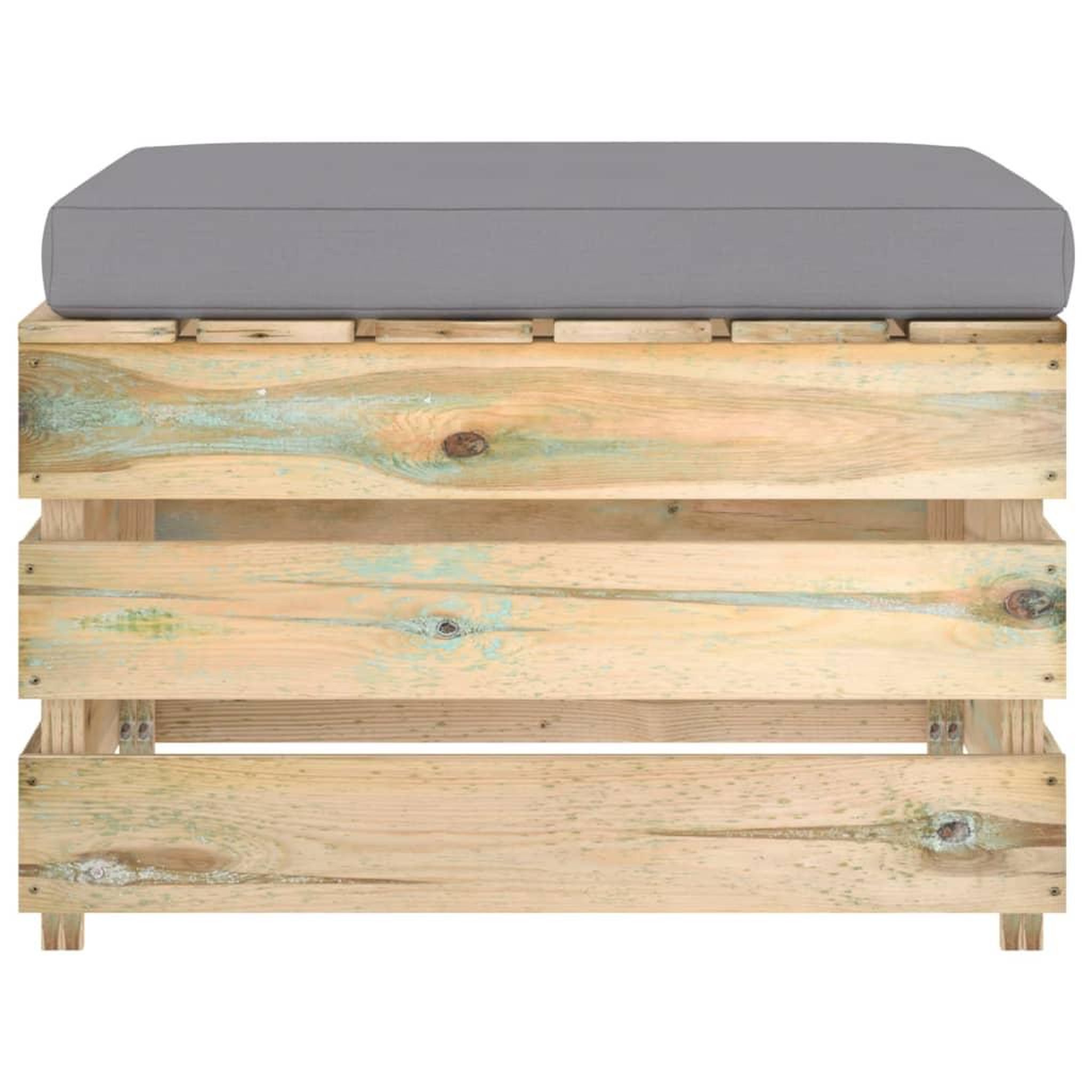 Voir la diapositive 3 : VIDAXL Pouf sectionnel avec coussin Bois impregne de vert