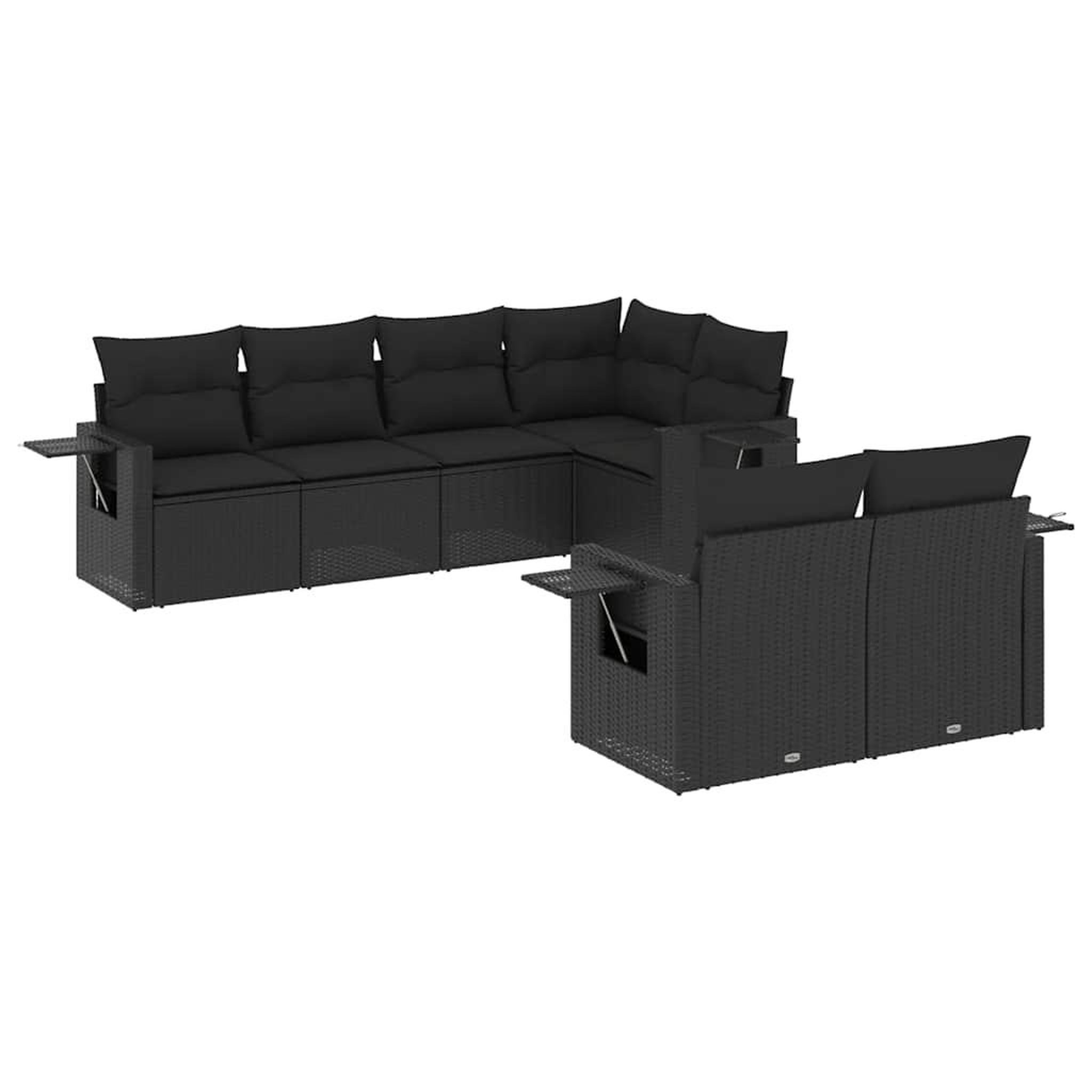 Voir la diapositive 2 : VIDAXL Salon de jardin 7 pcs avec coussins noir resine tressee