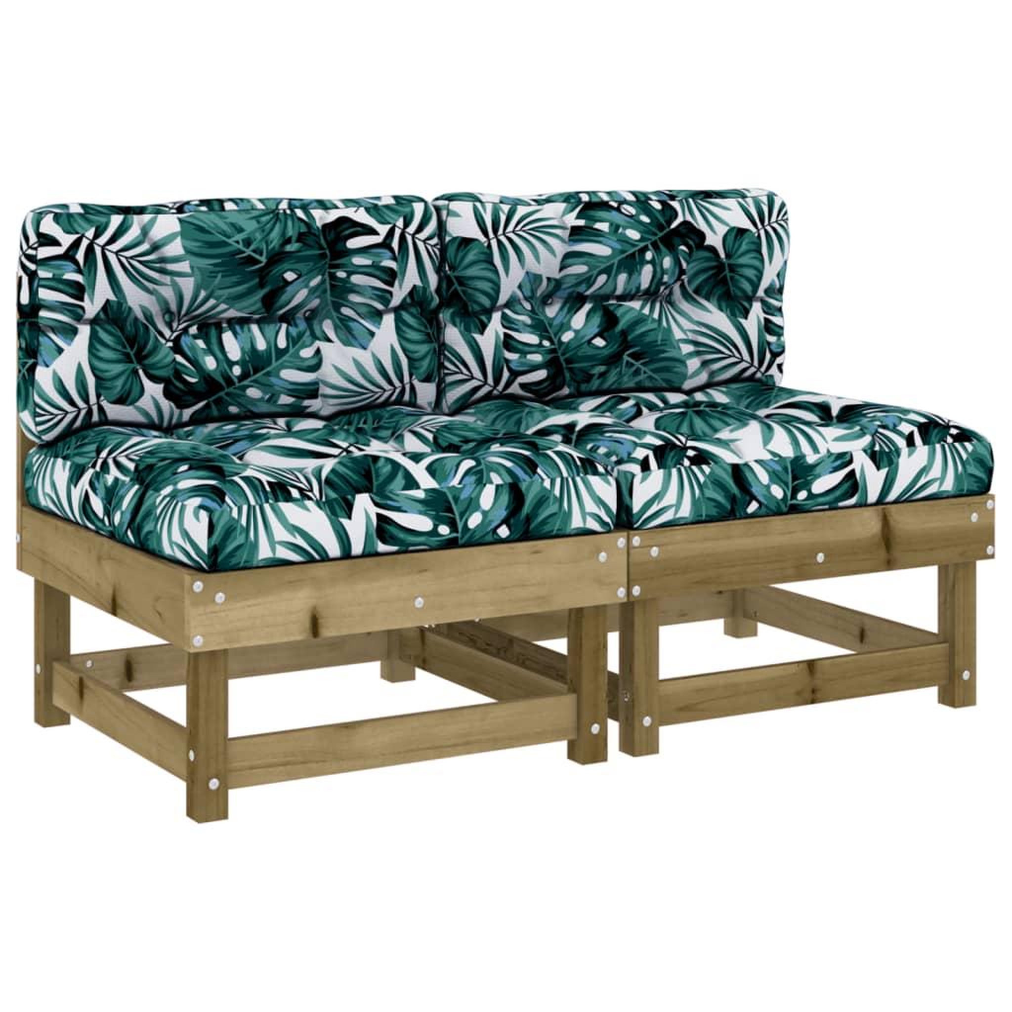 Voir la diapositive 2 : VIDAXL Canapes centraux avec coussins 2 pcs bois de pin impregne