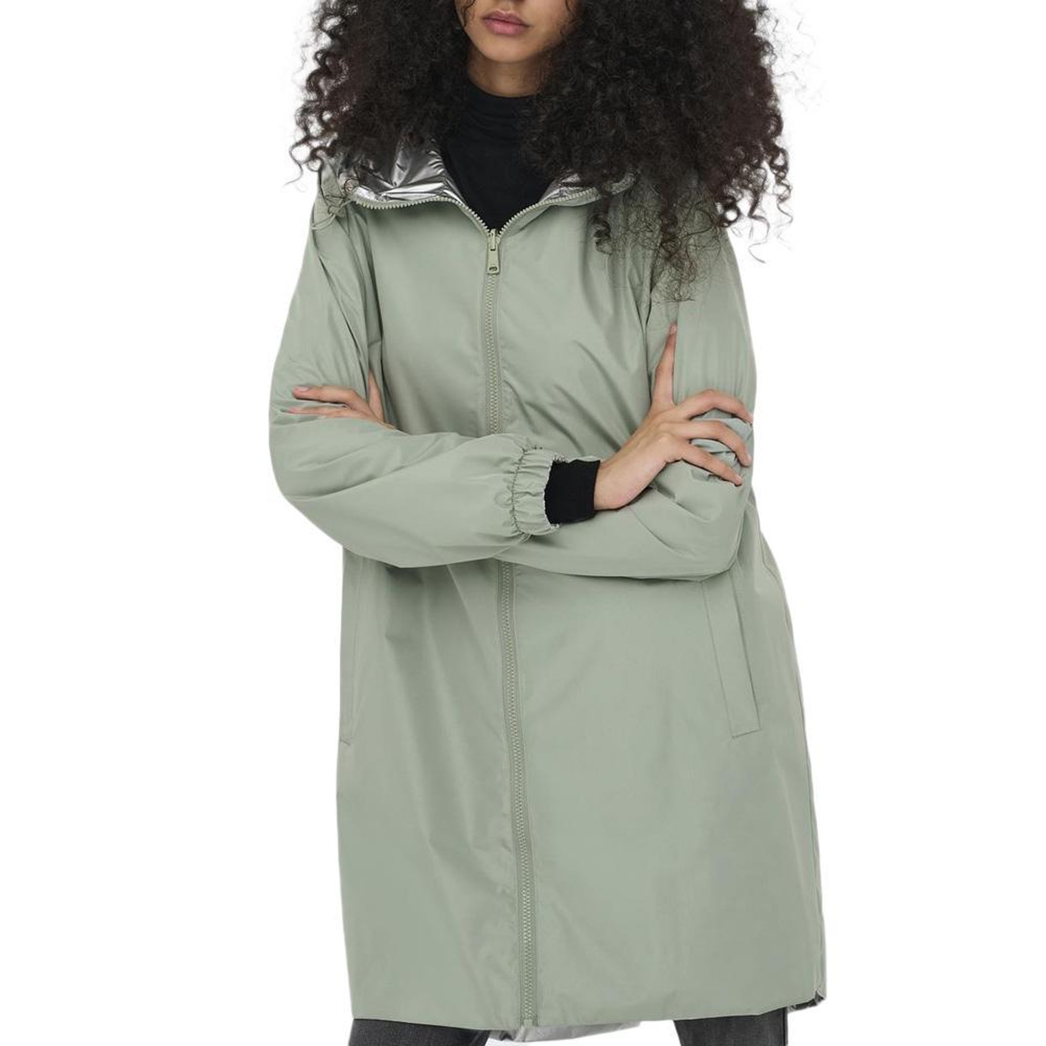 Only Coupe vent à capuche réversible Vert/Argent Femme Only Fry. Coloris disponibles : Vert