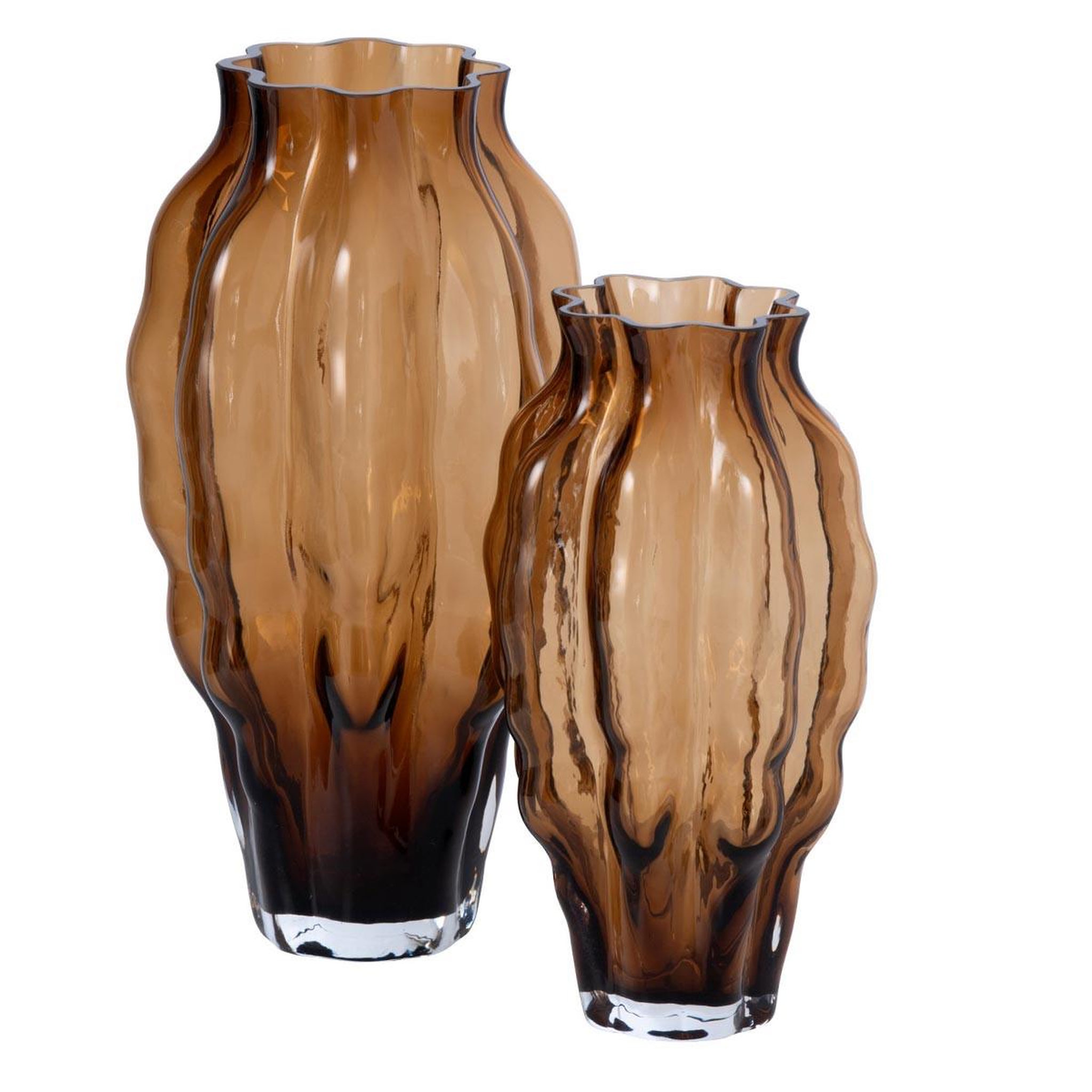 Voir la diapositive 2 : J-LINE Vase Design en Verre  Pod  24cm Marron
