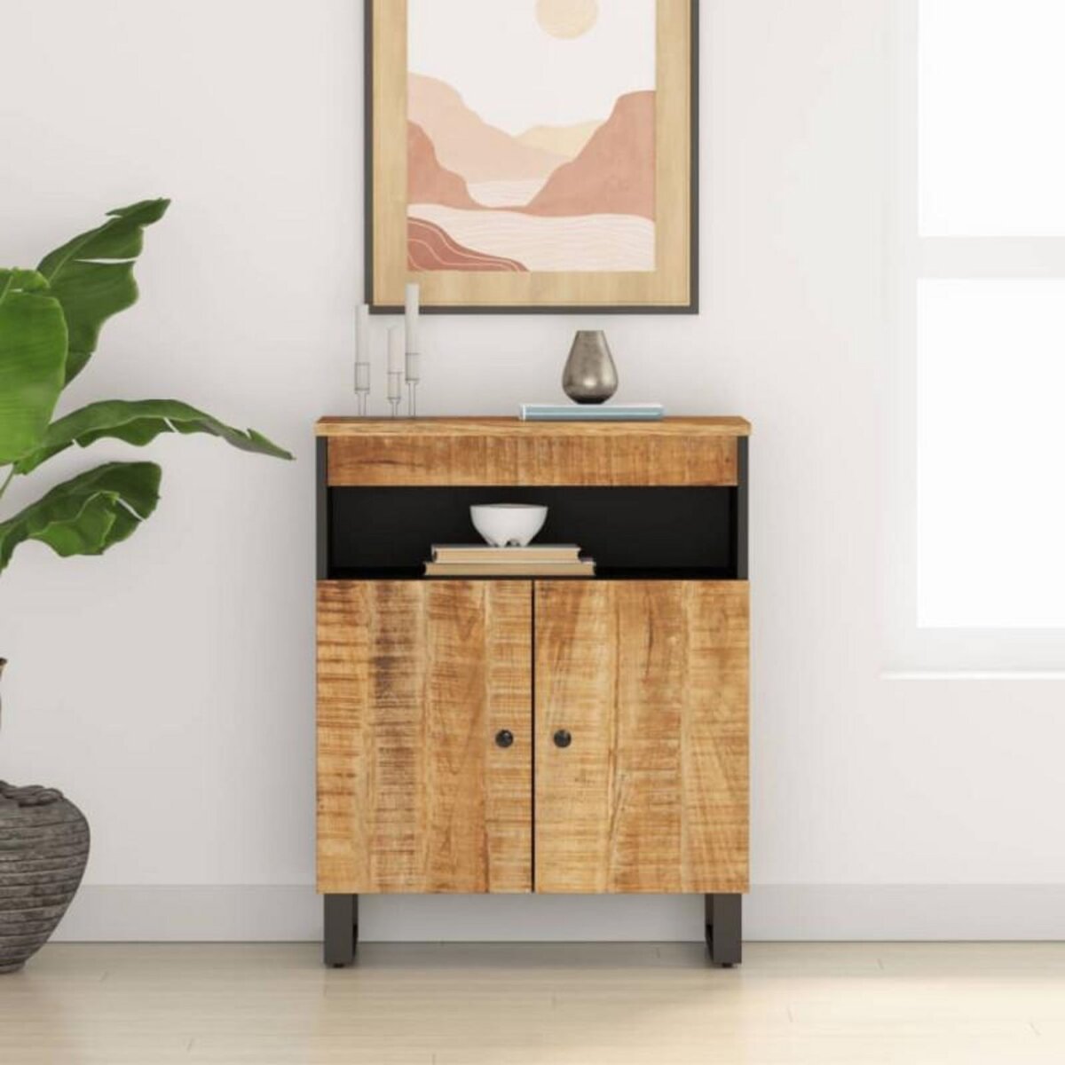 VIDAXL Buffet avec 2 portes 60x33x75 cm bois massif de manguier
