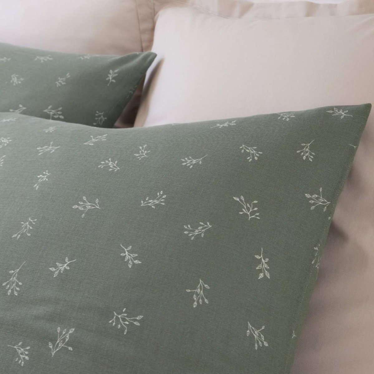ATELIER DU COTON Housse de couette 240x220cm + 2 taies d'oreiller imprimées 100% gaze de coton
