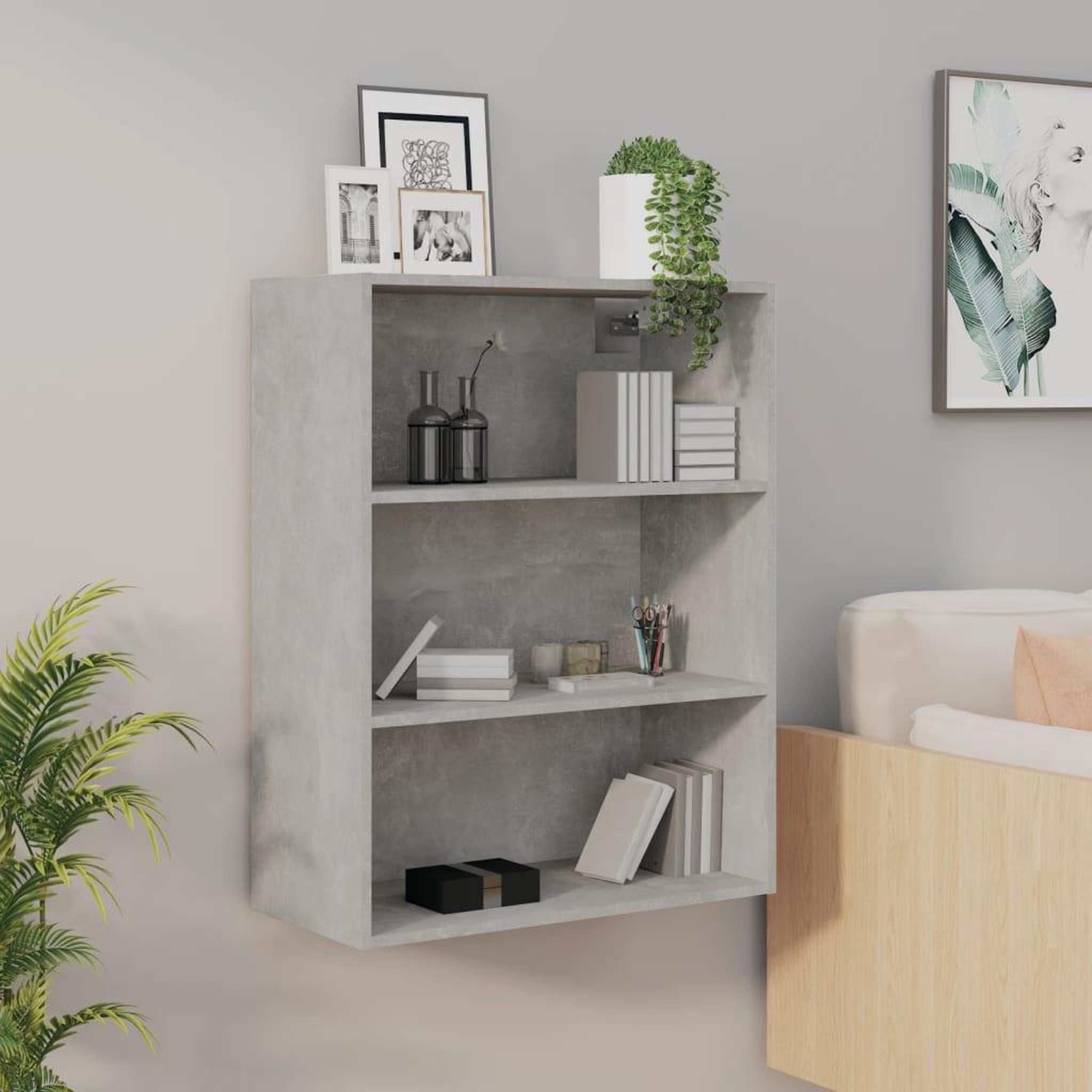 VIDAXL Armoire murale suspendue Gris beton 69,5x32,5x90 cm