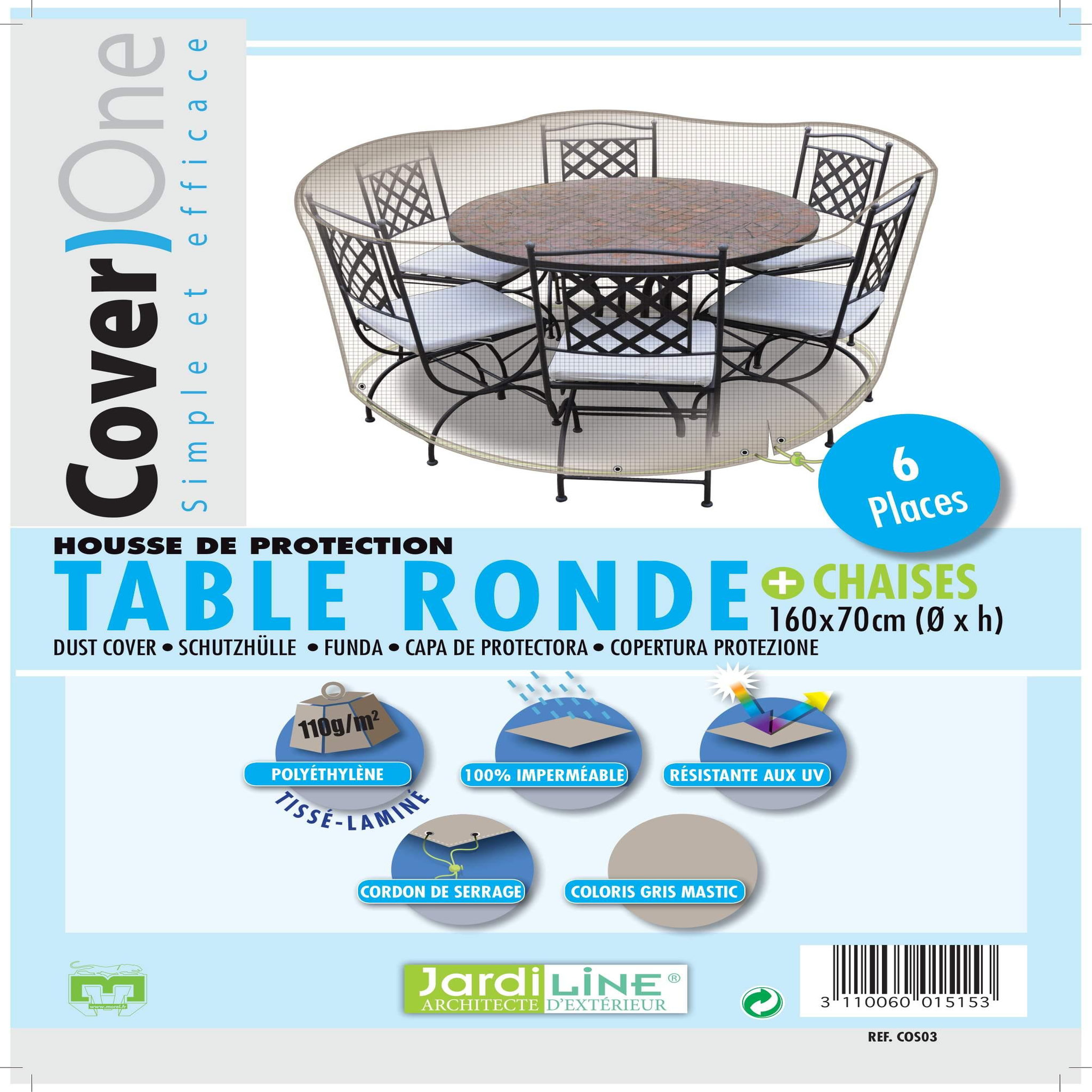 Voir la diapositive 4 : Jardiline Housse cover one table ronde + chaises