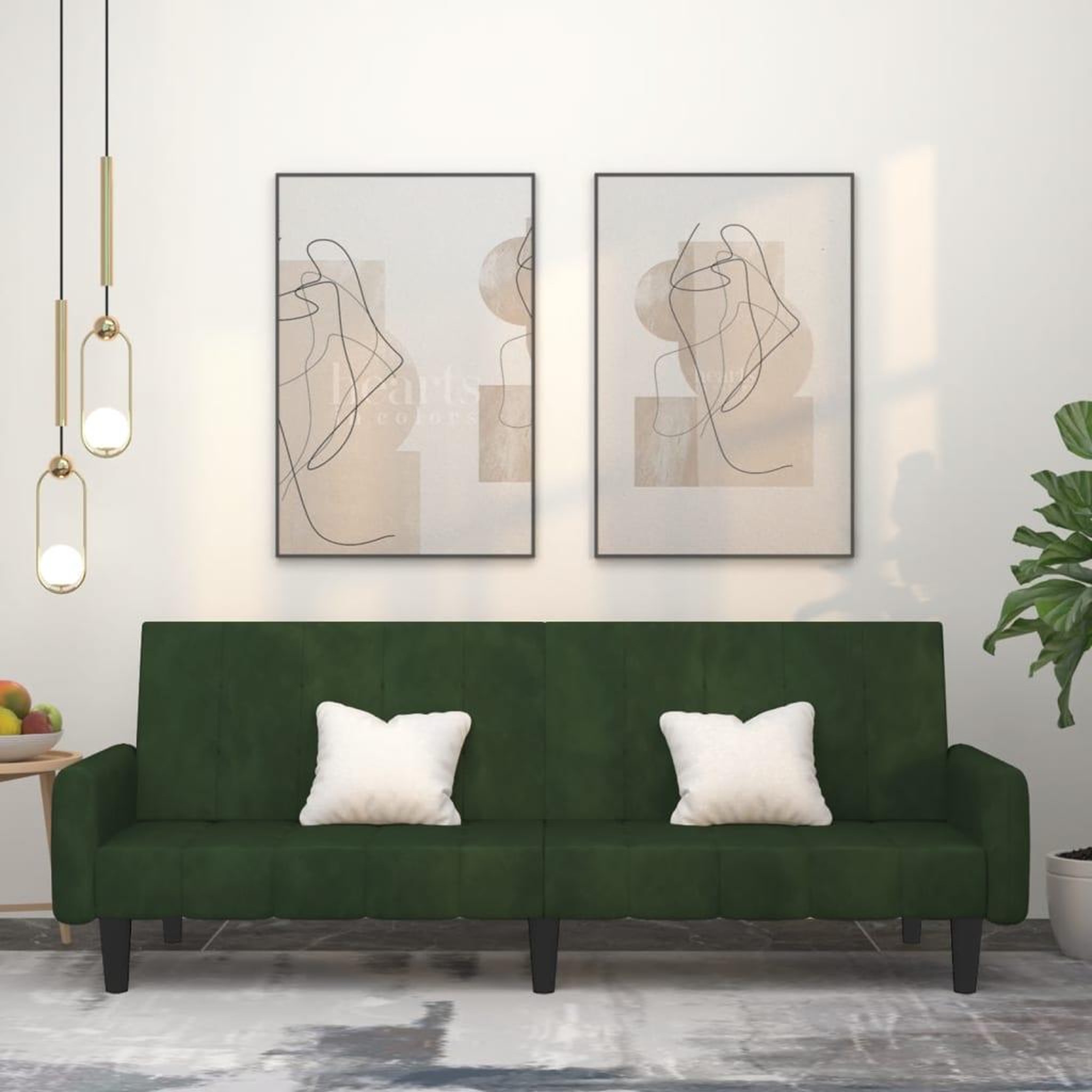 VIDAXL Canape-lit a 2 places vert fonce velours
