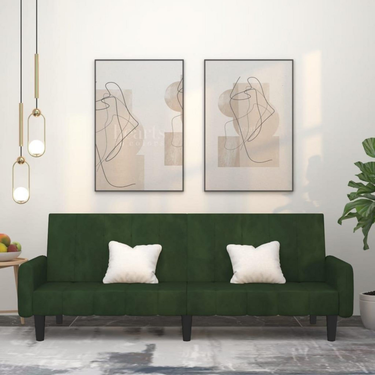 VIDAXL Canape-lit a 2 places vert fonce velours