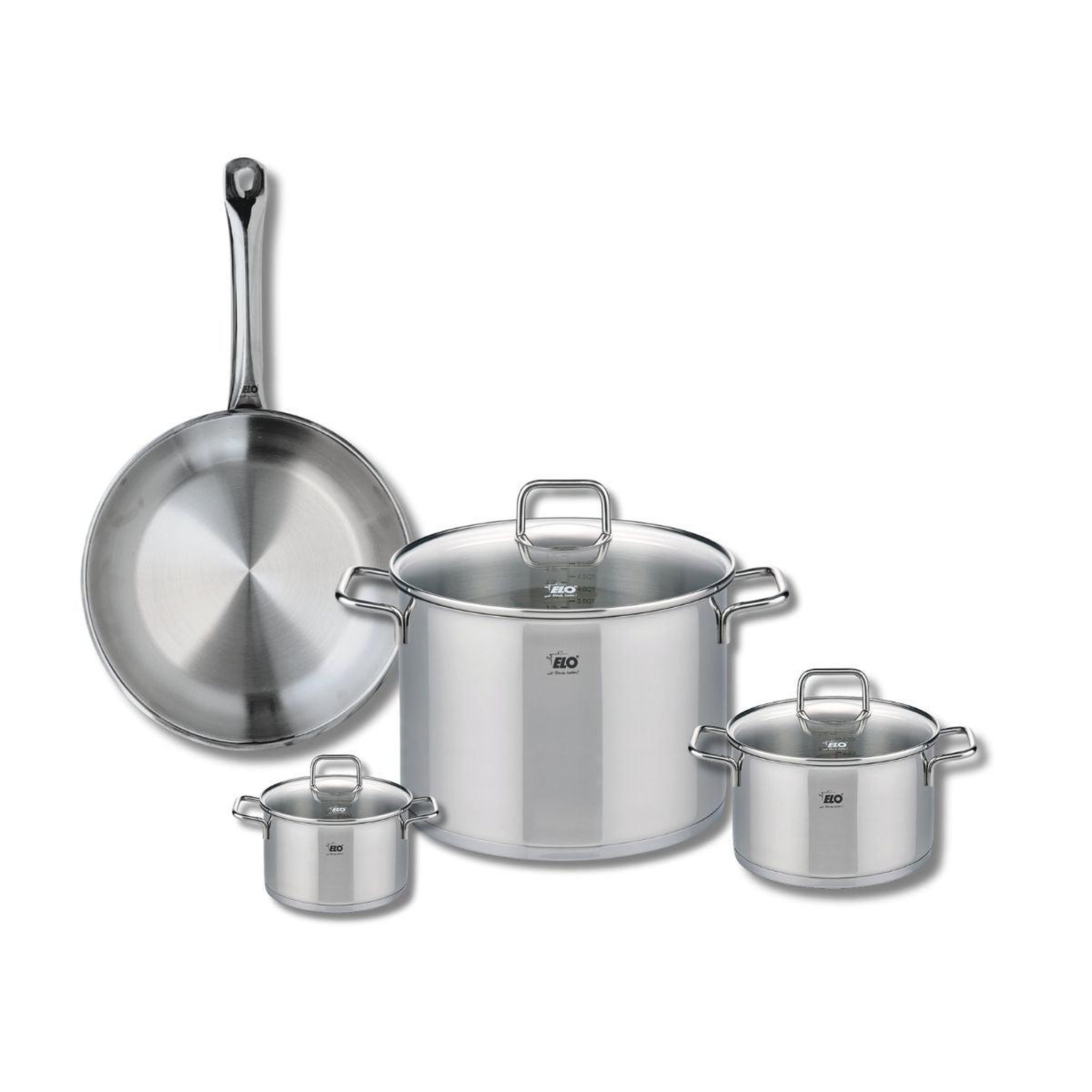 ELO Ensemble de 1 poêle de cuisson 28 cm et 3 faitouts 12, 16 et 26 cm elo profi citrin