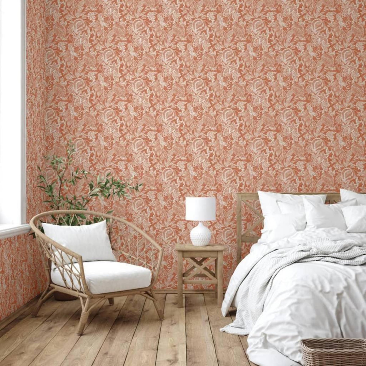 DUTCH WALLCOVERINGS DUTCH WALLCOVERINGS Papier peint Mae Orange et beige