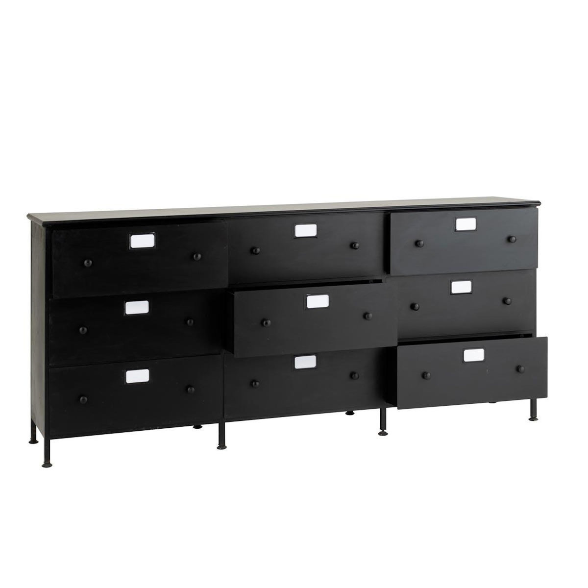Paris Prix Meuble de Rangement 9 Tiroirs  Cade  175cm Noir
