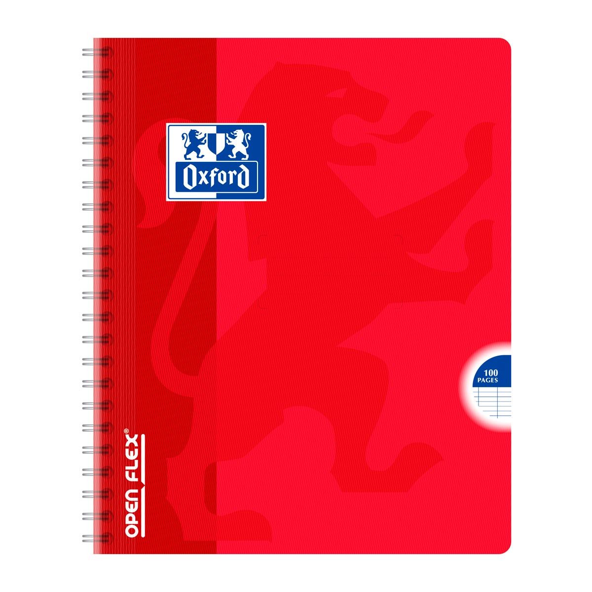 OXFORD Cahier à spirale 17x22cm 100 pages grands carreaux Seyes Open Flex rouge