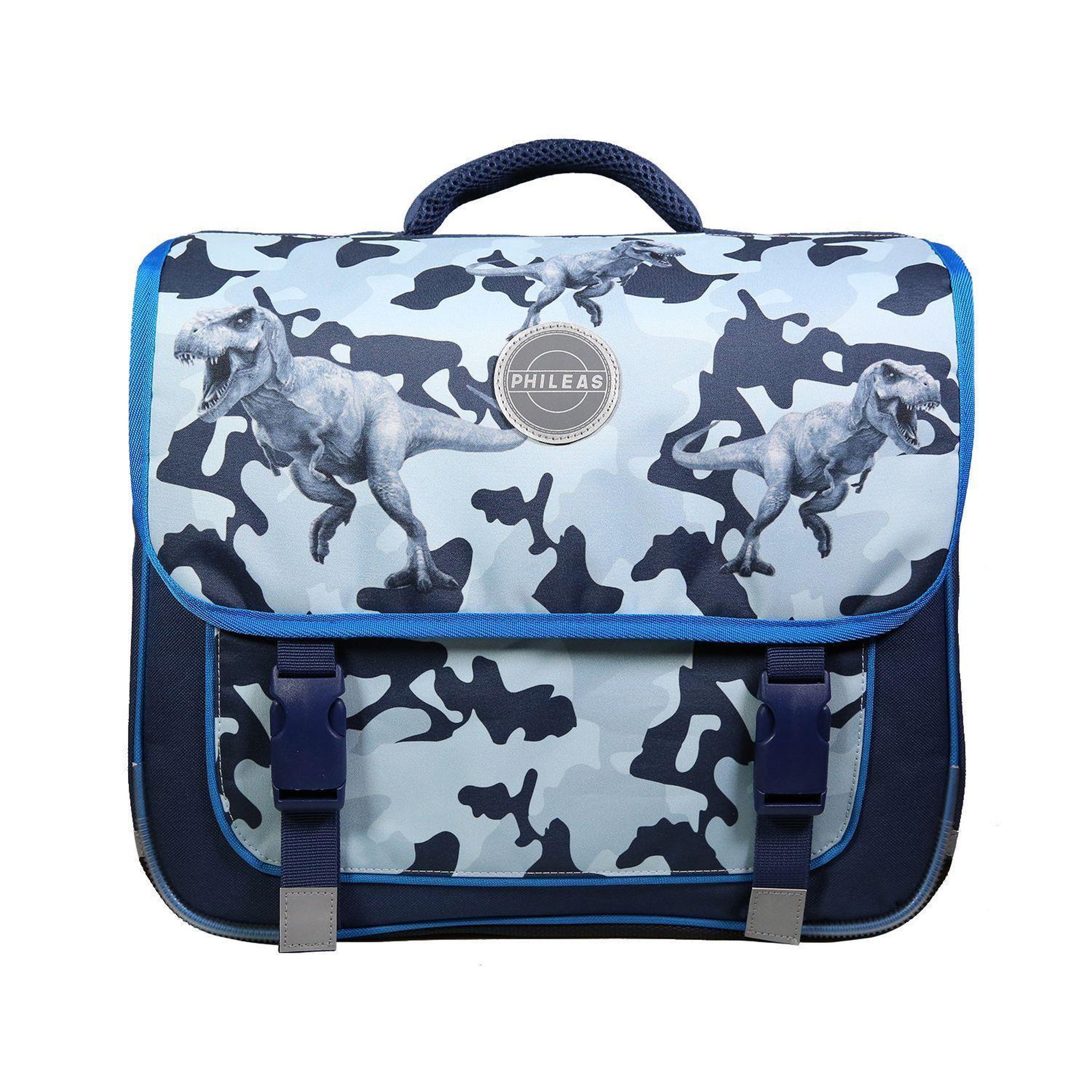 Bagtrotter BAGTROTTER Cartable 38 cm Phileas Dinosaures Bleu - Le Plus Confortable des Cartables - Ergonomie/Confort/Sécurité - Système Smart Comfort