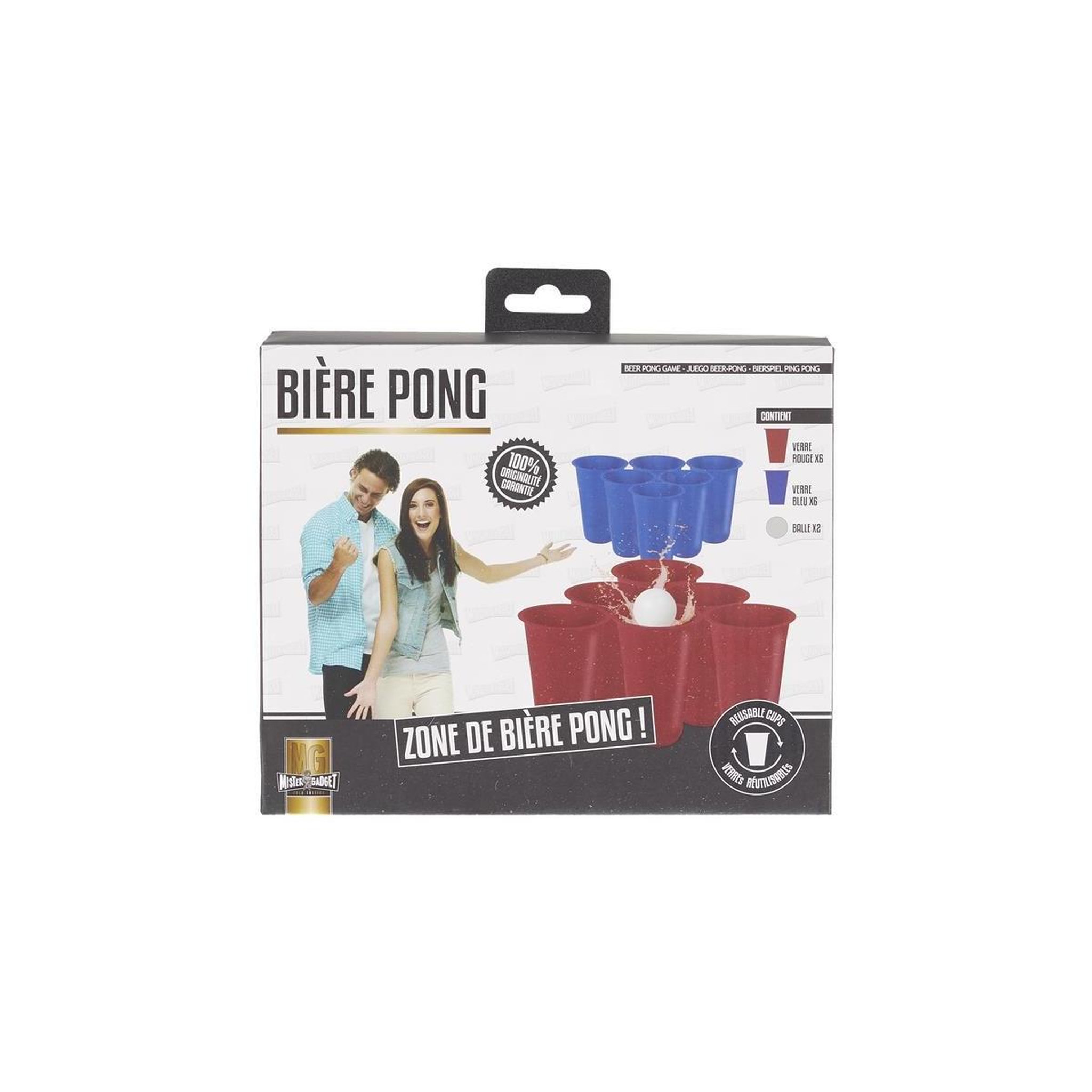 Voir la diapositive 2 : MISTER GADGET Jeu à boire  bière pong  12cm bleu & rouge