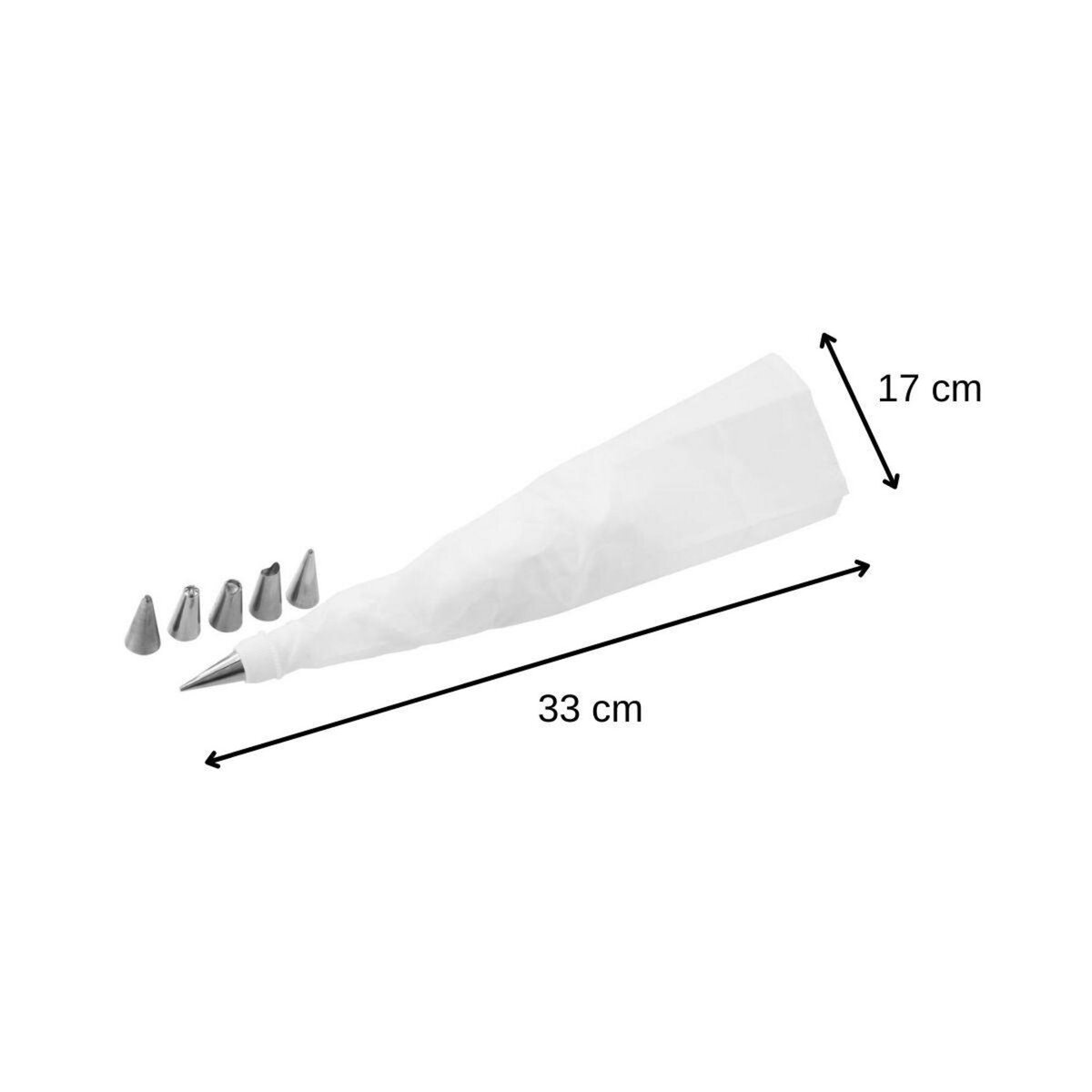 ZENKER Poche à douille et 6 embouts en inox 33 cm Zenker Smart Pastry