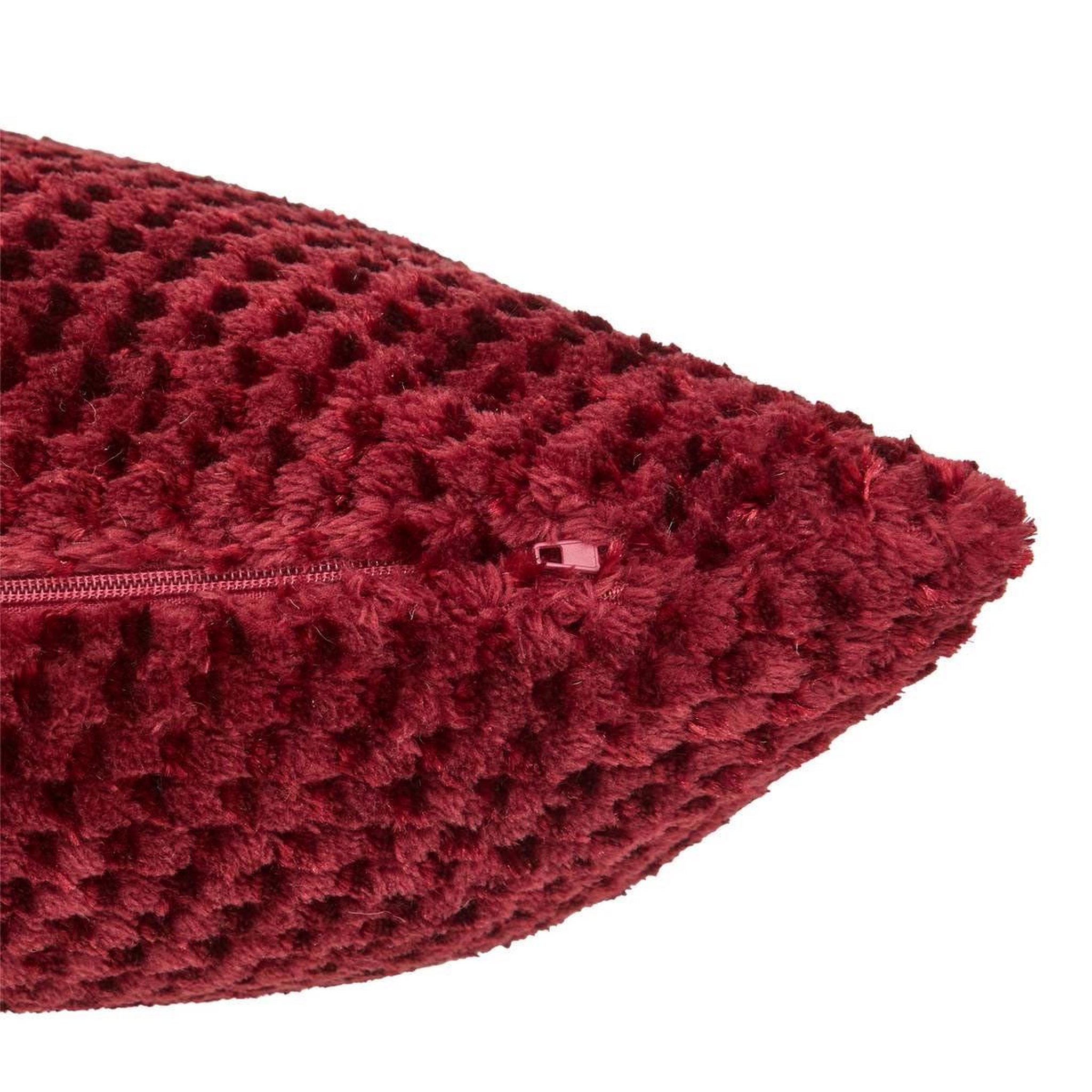 Voir la diapositive 2 : ATMOSPHERA Coussin jacquard en flanelle  lyno  40x40cm rouge grenat