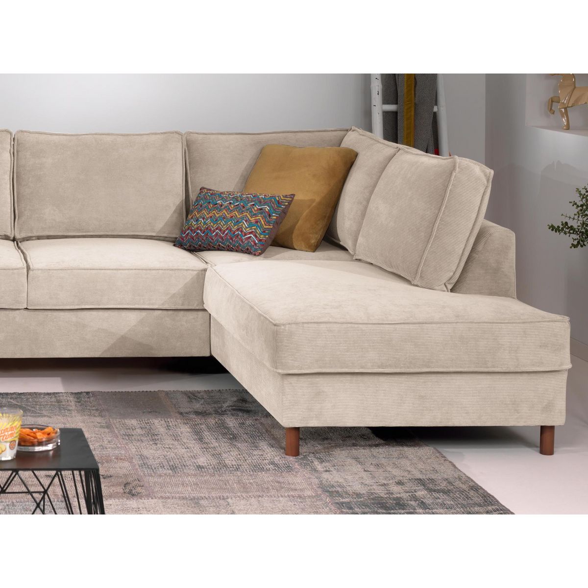 LISA DESIGN Jake - canapé panoramique d'angle droit - convertible avec coffre - 7 places - en velours côtelé