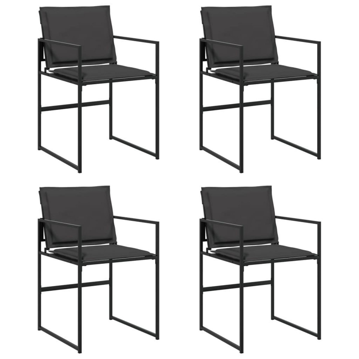 VIDAXL Chaises de jardin et coussins lot de 4 noir acier et textilene